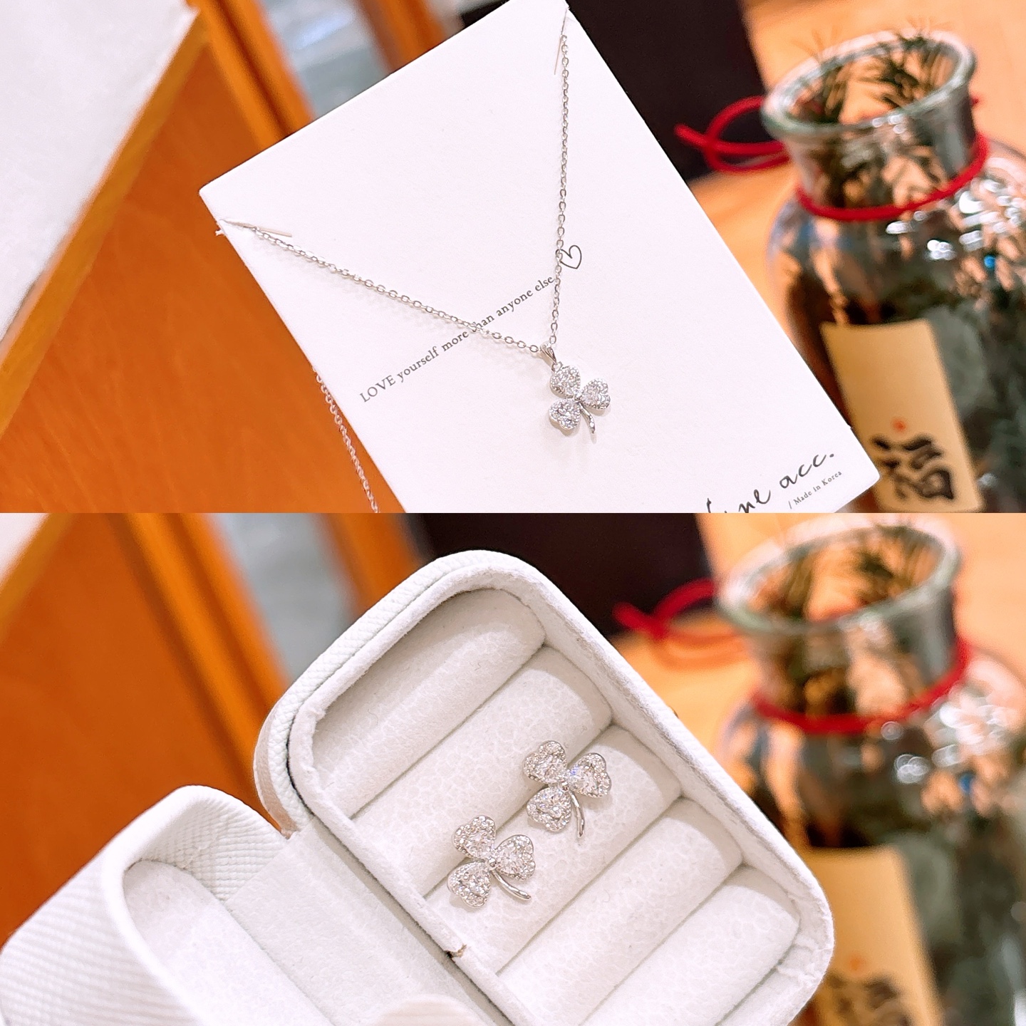 フレッシュS925スターリングシルバーイヤリング＆ネックレスセットゴールド 新築祝い