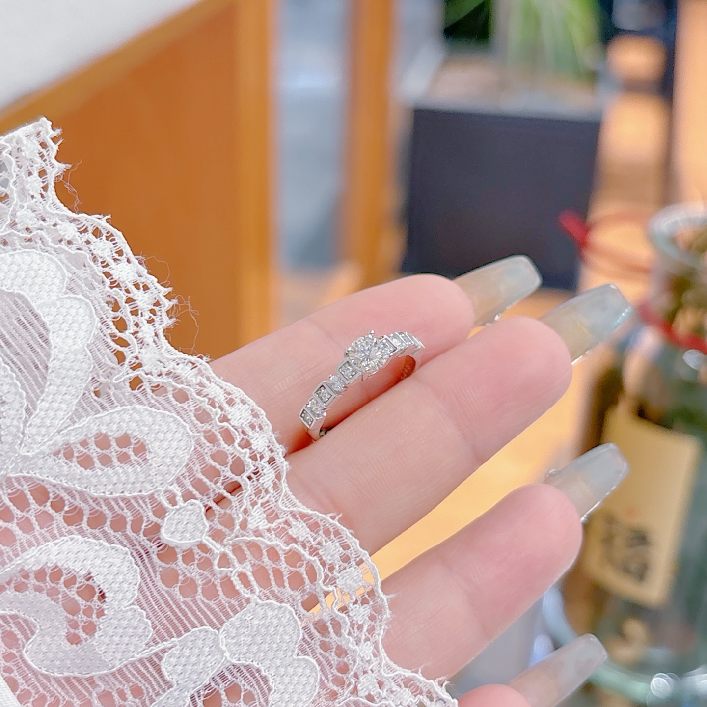 S925 Sterling Silver Moissanite Ring French Date Night Silver