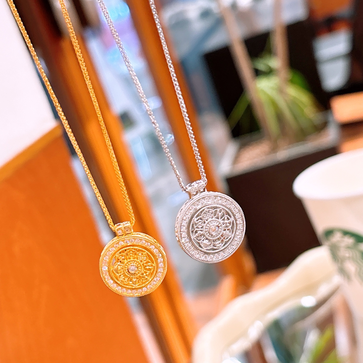 Nickel Free Silver Moissanite Necklace French Party Gold