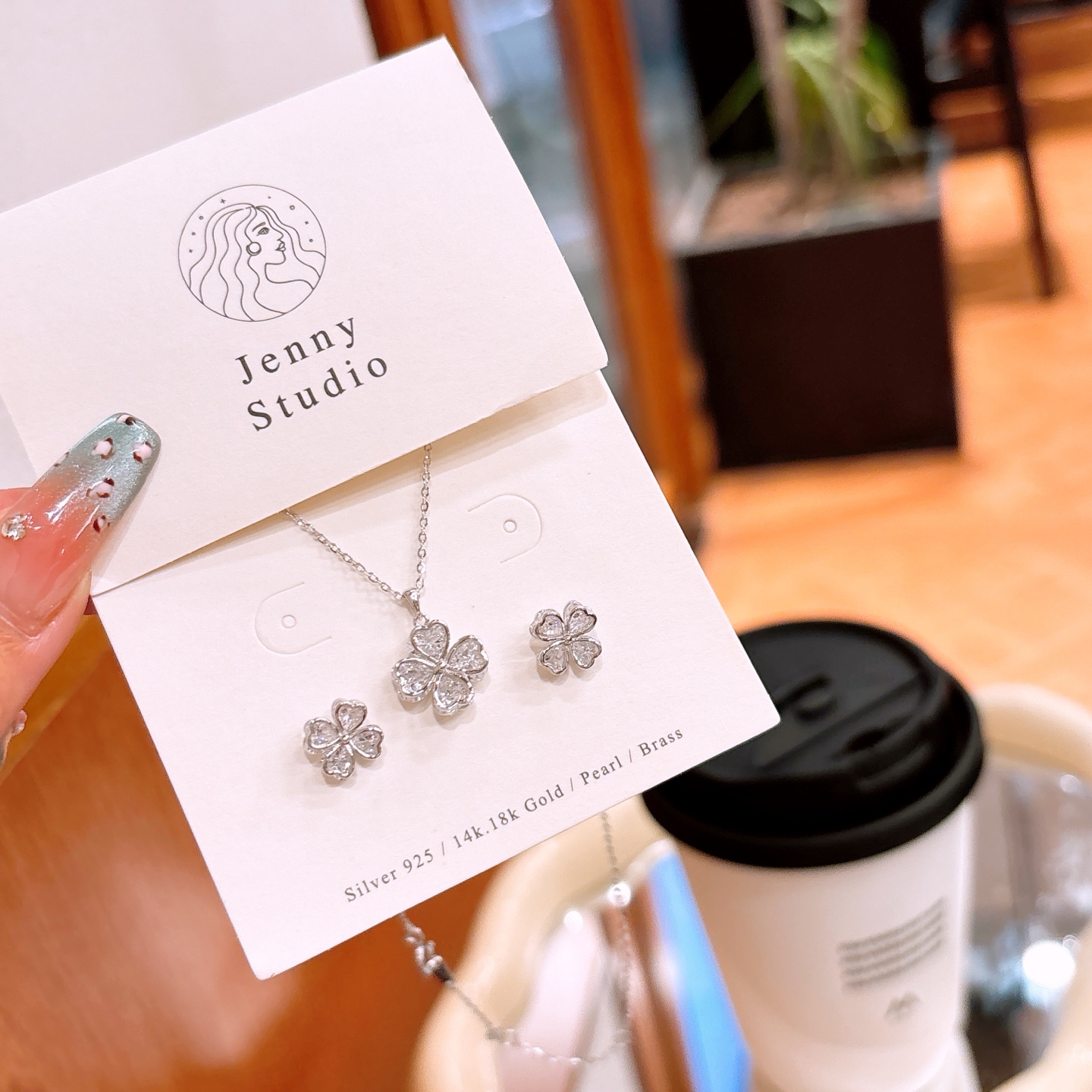 High Polish Silver Earrings & Necklace Set Precision Workplace Gold