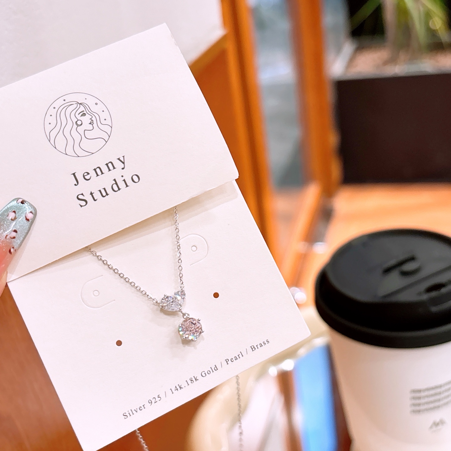 High Polish Silver High Carbon Diamond Necklace Fresh Gift for Her