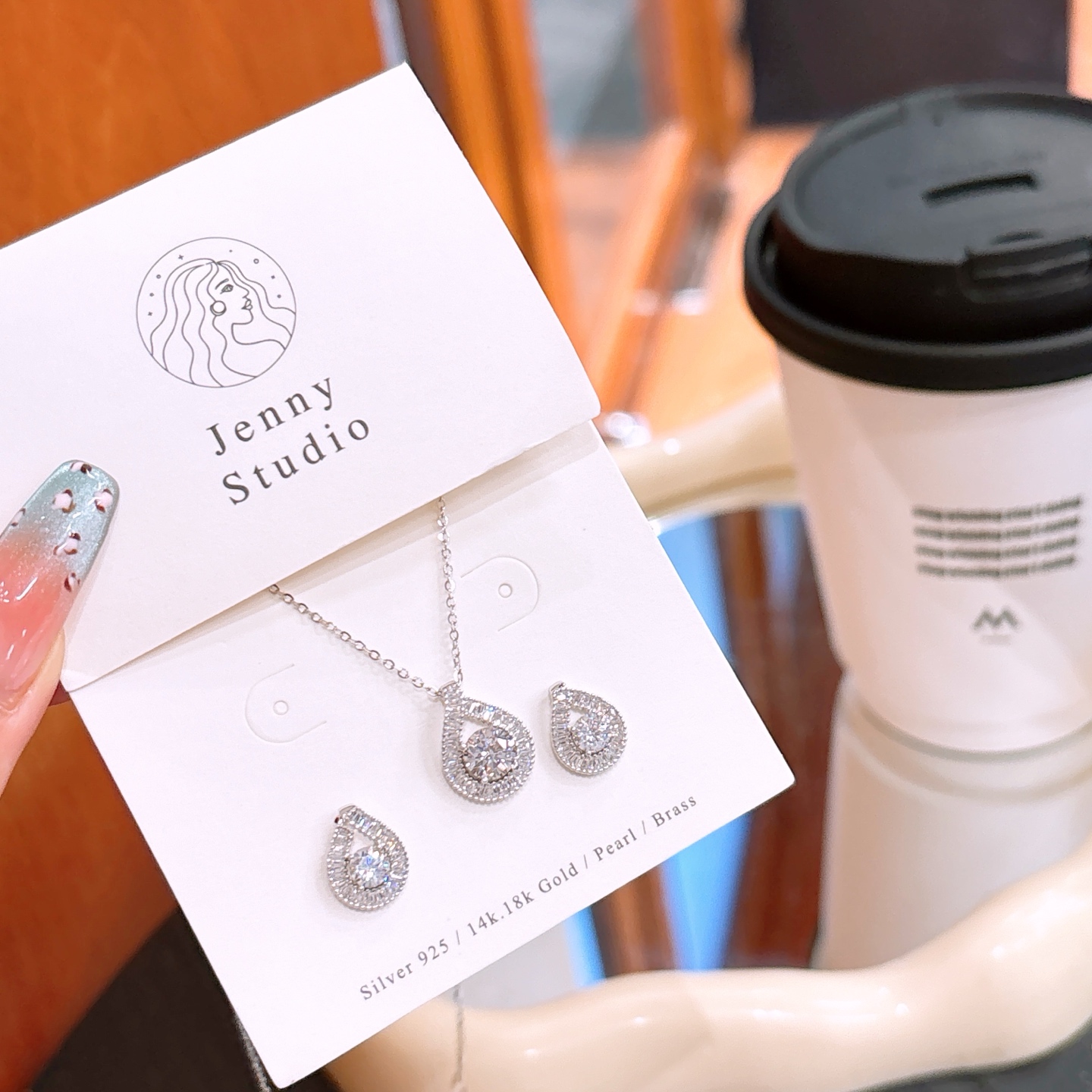 Fine Silver Earrings & Necklace Set Girly Banquet Gold