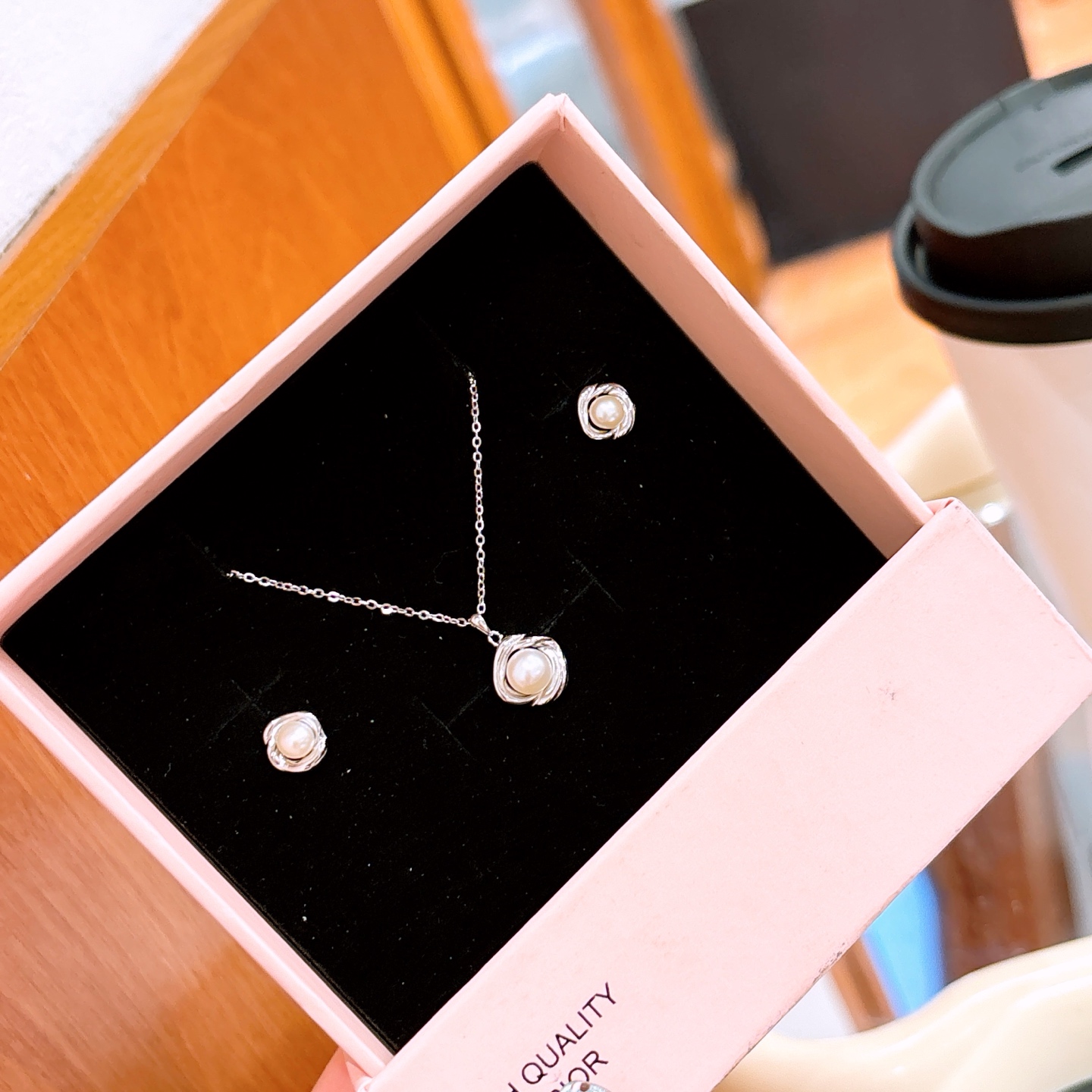 S925 Sterling Silver Earrings & Necklace Set Premium Mother's Day Gold