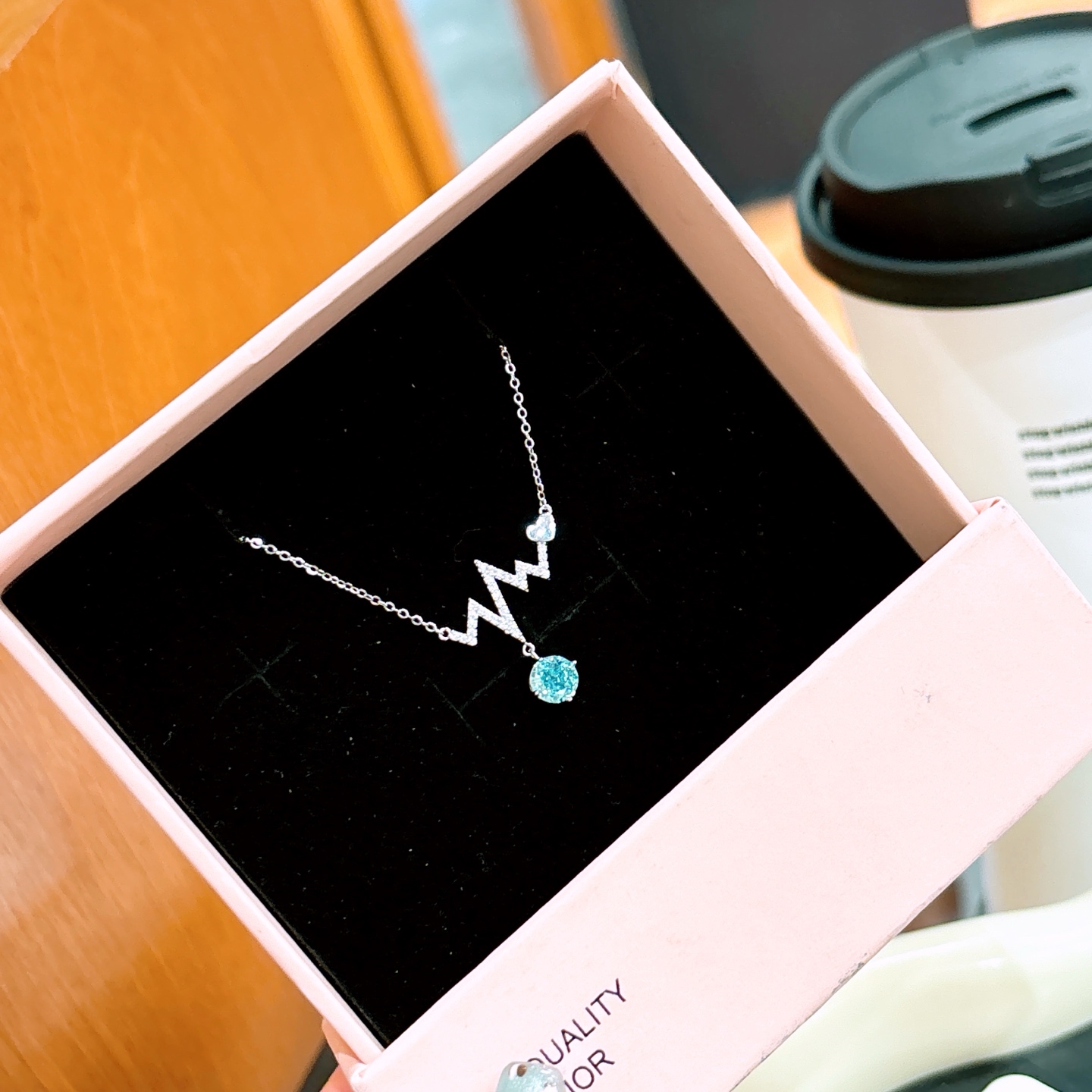 Solid Silver High Carbon Diamond Necklace Girly Mother's Day Silver