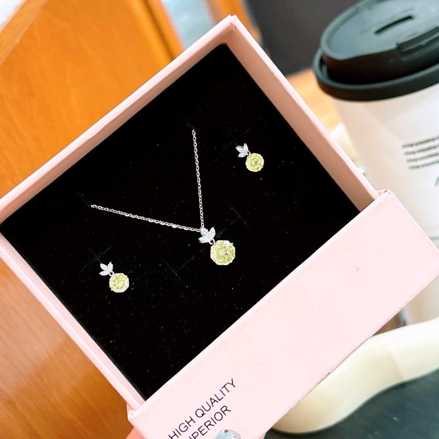 925 Silver Earrings & Necklace Set Premium Party Gold