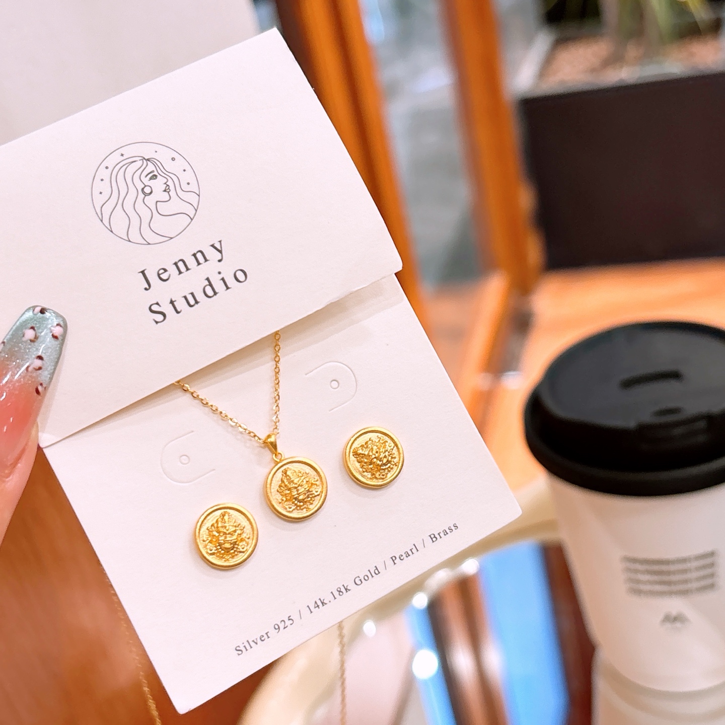 Solid Silver Earrings & Necklace Set Sweet Spring Festival Silver