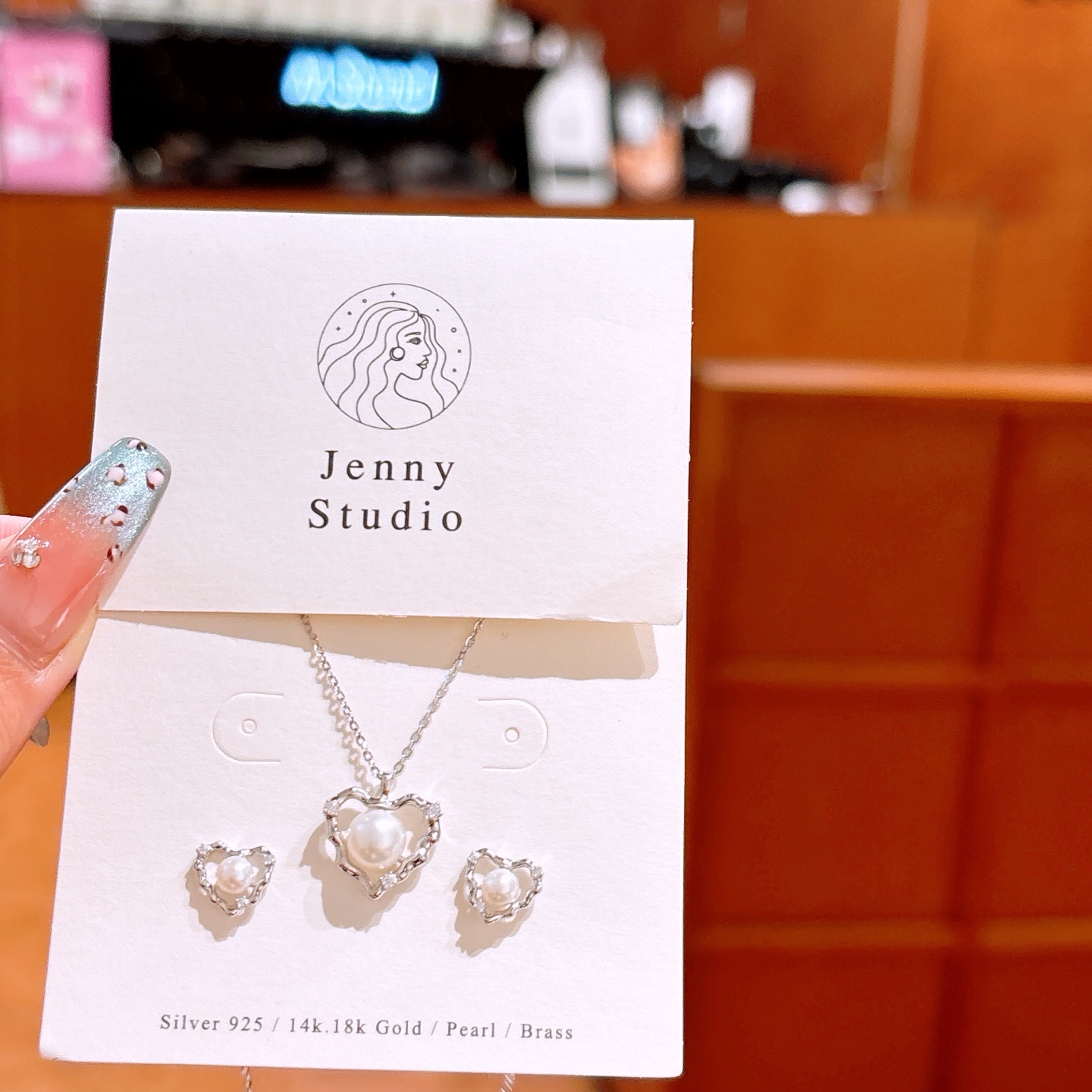 925 Silver Earrings & Necklace Set Dainty Banquet Gold