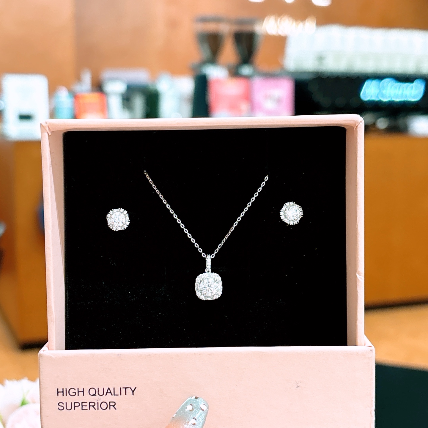 Low Allergy Silver Earrings & Necklace Set Playful Wedding Favor