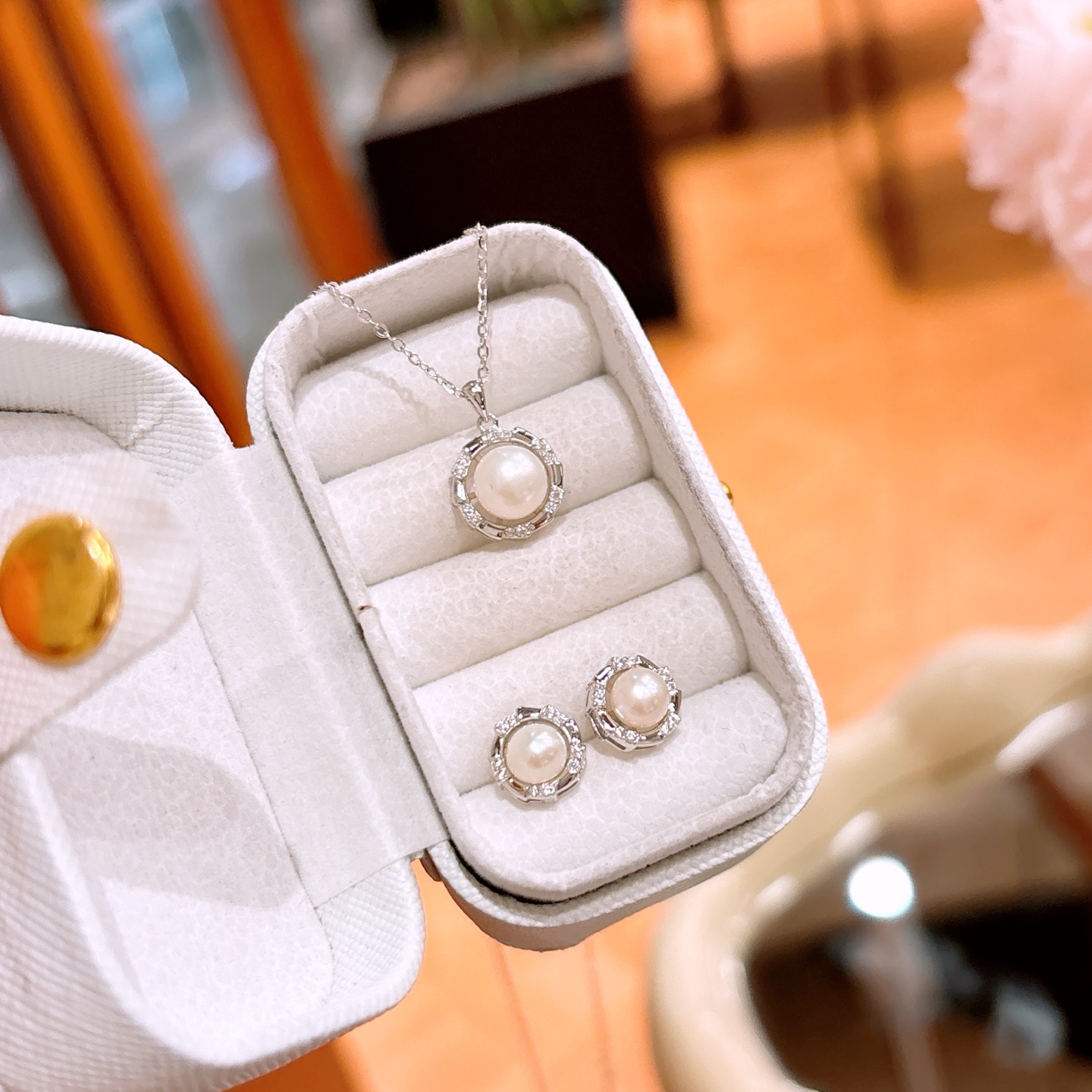 S925 Sterling Silver Earrings & Necklace Set Playful Party Gold