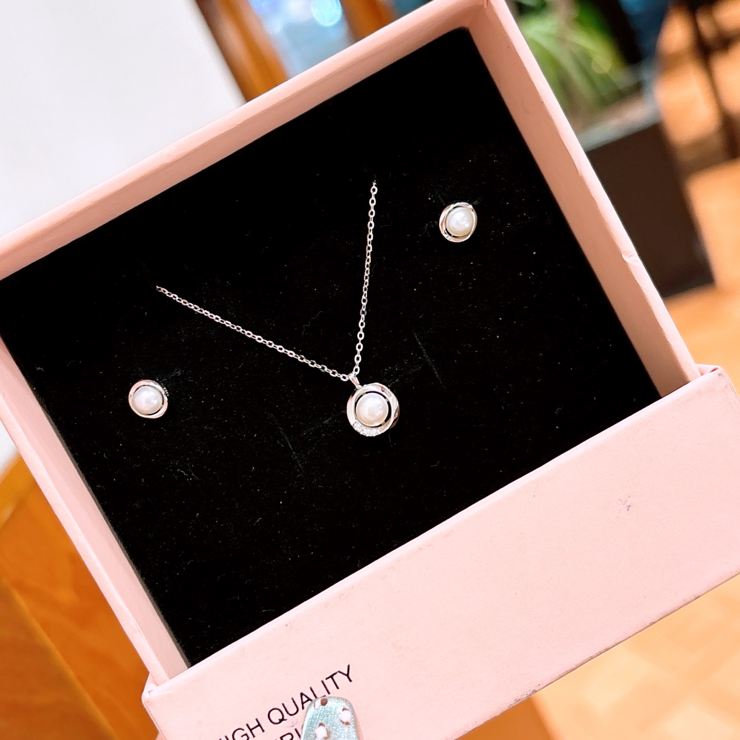 S925 Sterling Silver Earrings & Necklace Set Precision Engagement Gold