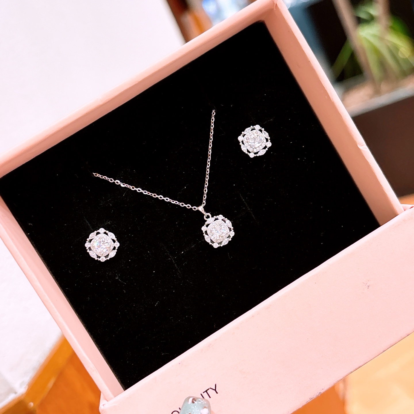 High Polish Silver Earrings & Necklace Set Delicate Proposal Silver