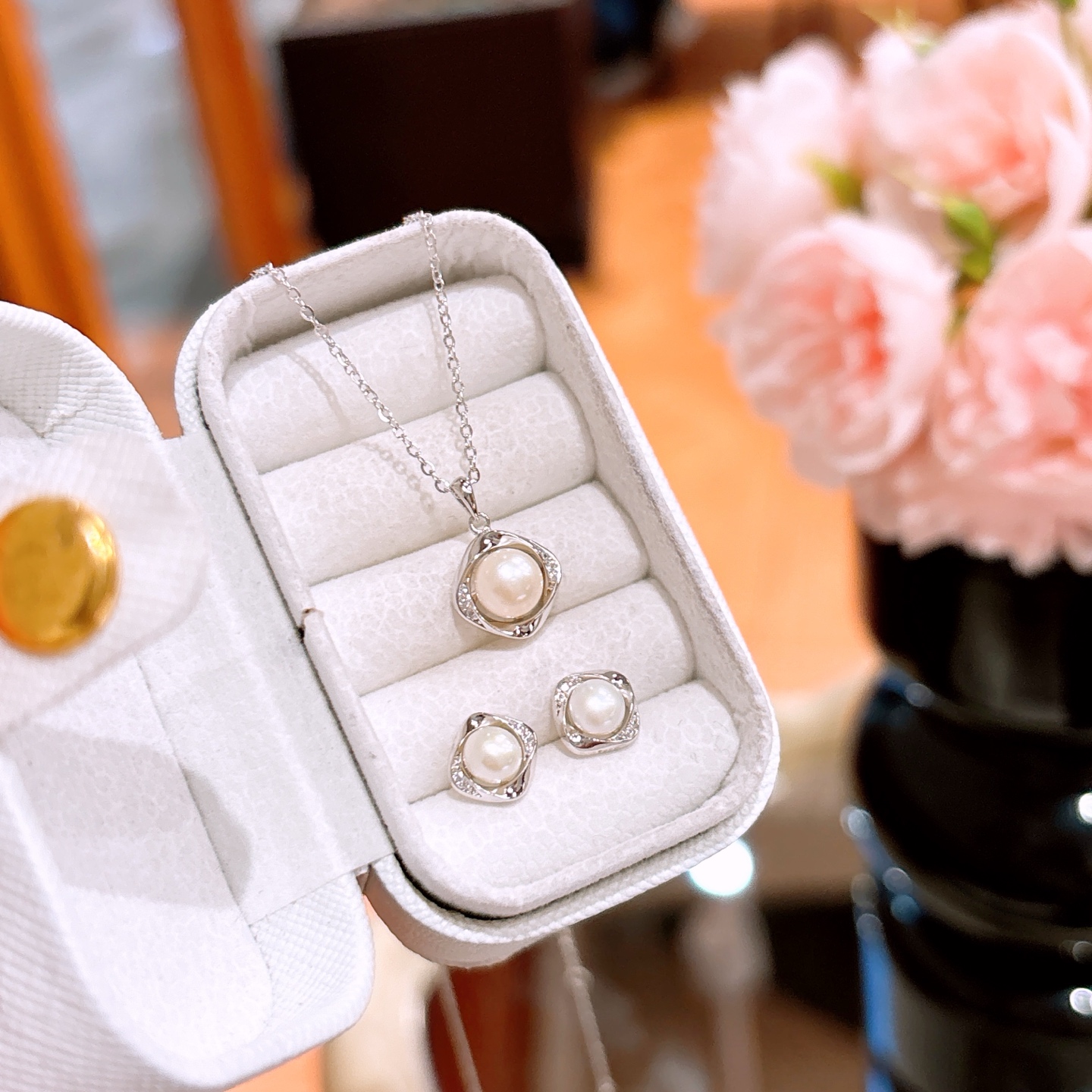 S925 Sterling Silver Earrings & Necklace Set Vintage Confession Gold