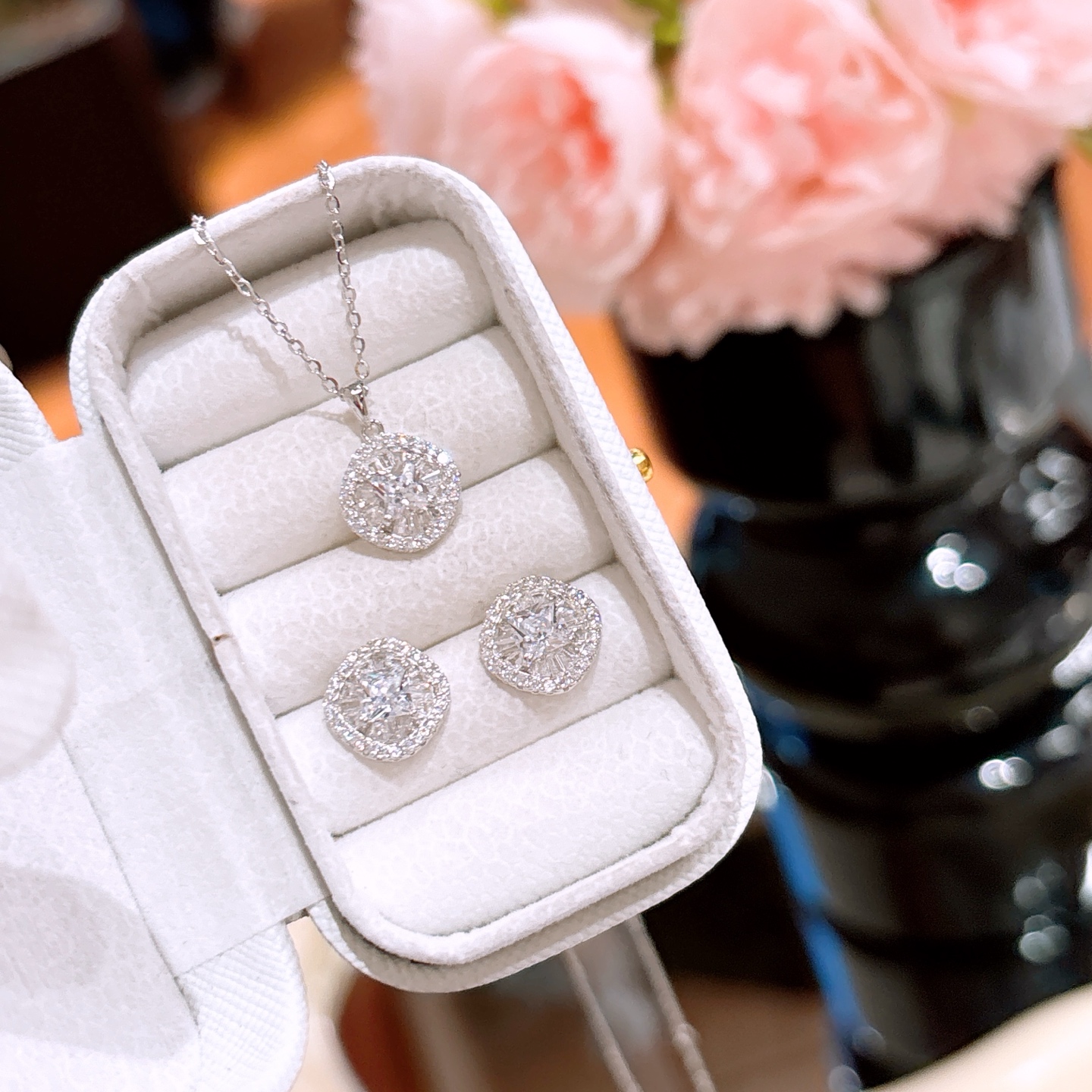 Low Allergy Silver Earrings & Necklace Set Sweet & Cool Wedding Registration