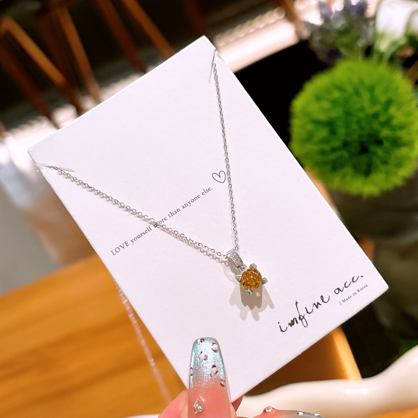 Hypoallergenic Silver High Carbon Diamond Necklace Girly Spring Festival