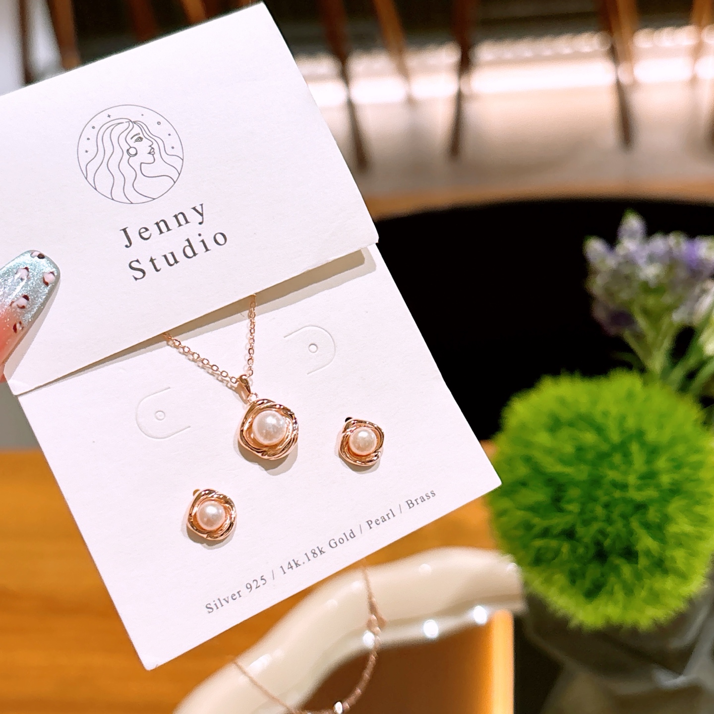 S925 Sterling Silver Earrings & Necklace Set Lively Housewarming Gold