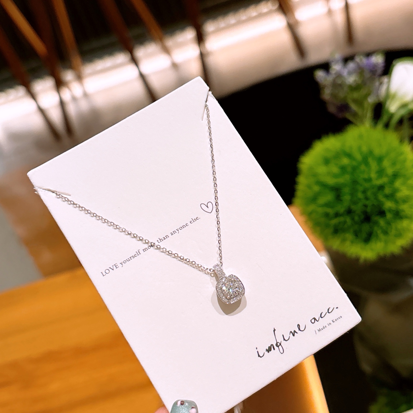 Nickel Free Silver Moissanite Necklace Chic Workplace Silver