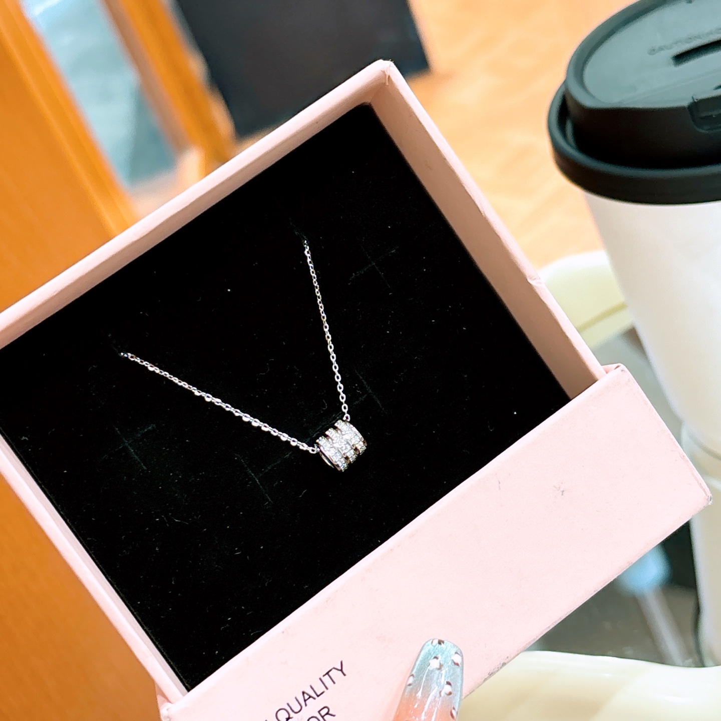 Solid Silver Moissanite Necklace Lively Spring Festival Gold