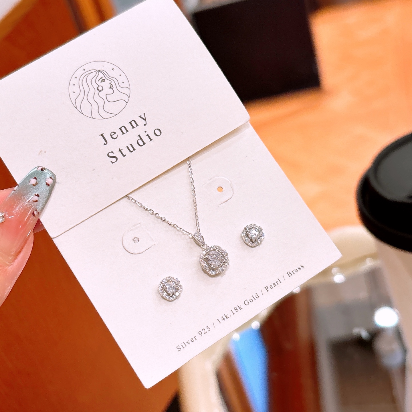 清純ニッケル無添加銀イヤリング＆ネックレスセットゴールド ギフト