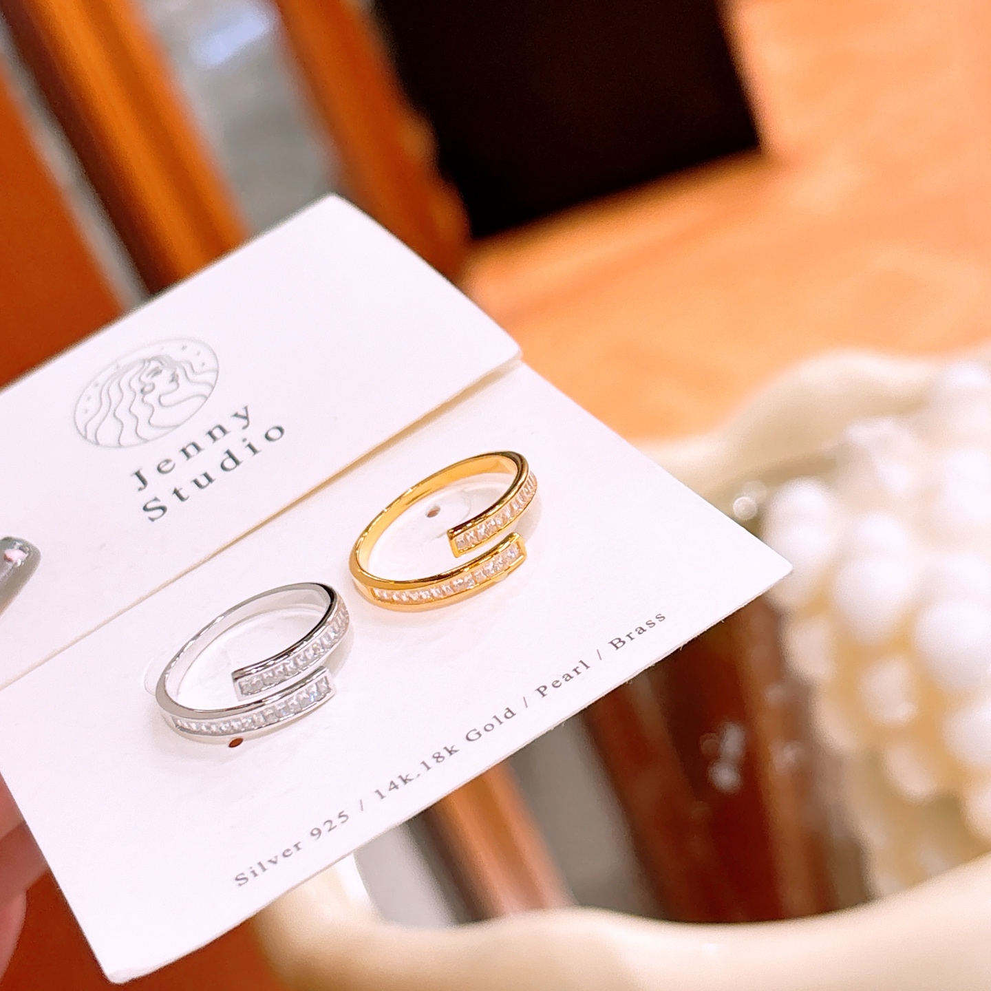 繊細S925スターリングシルバーリングゴールド 新年