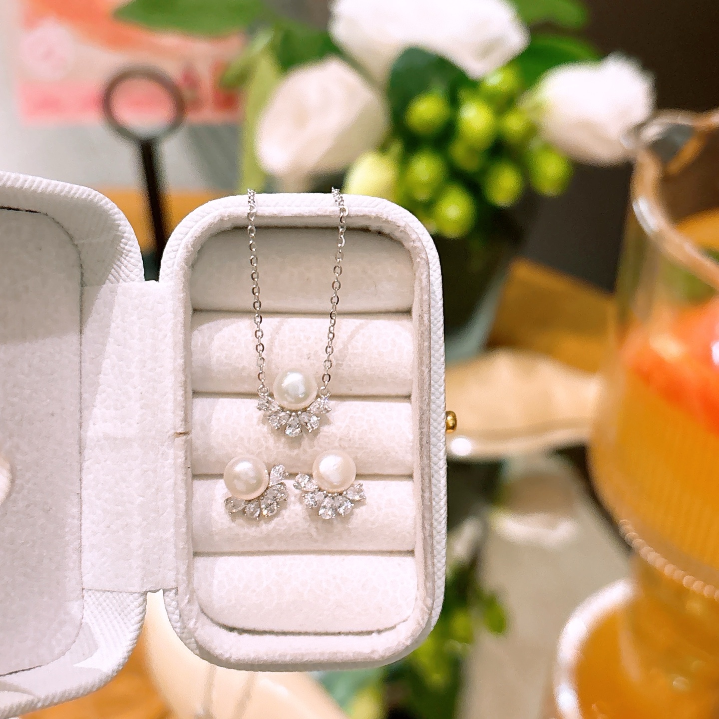 925 Silver Earrings & Necklace Set Premium Graduation Gold