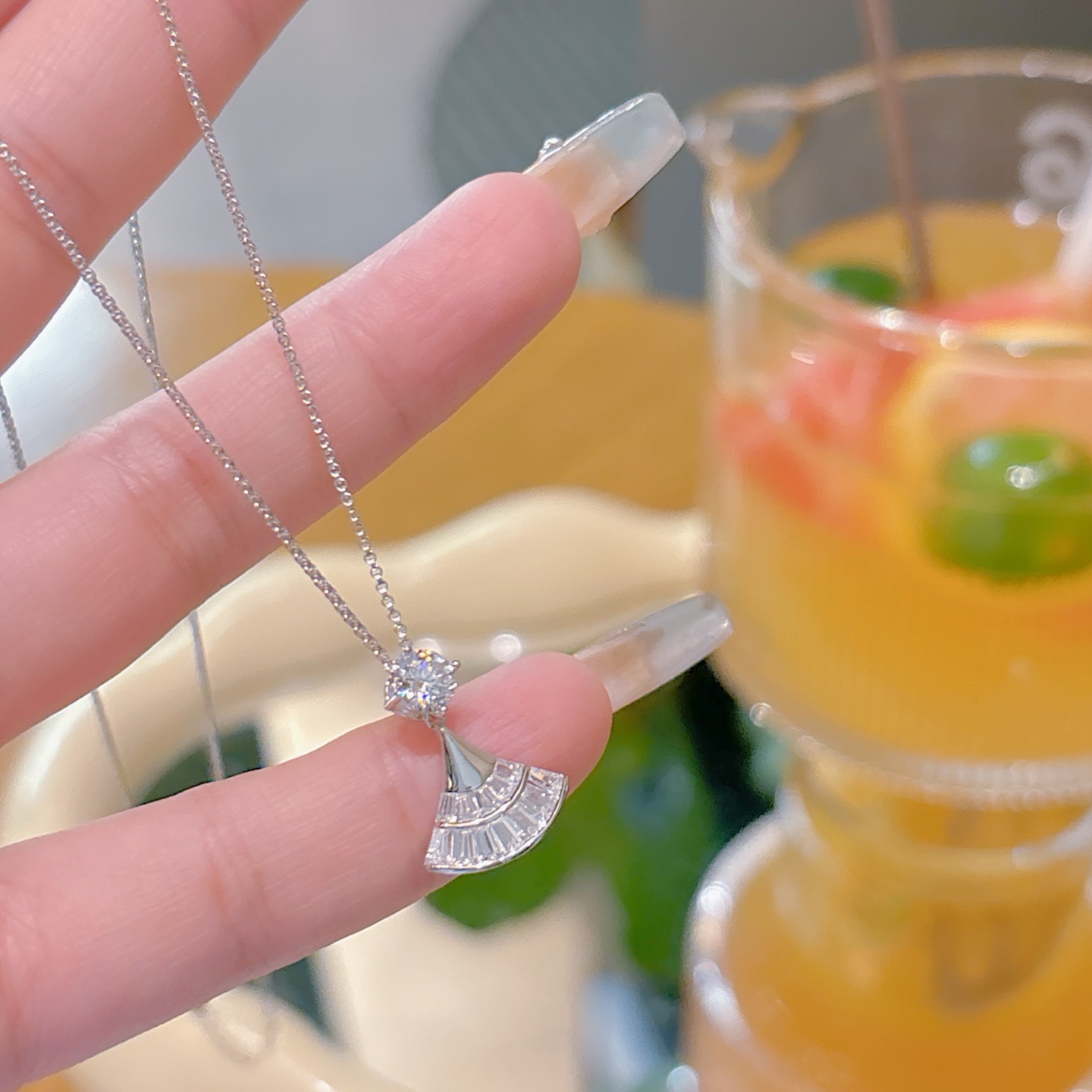 Feinsilber Moissanit Kette Künstlerisch Geschenk für sie Silber