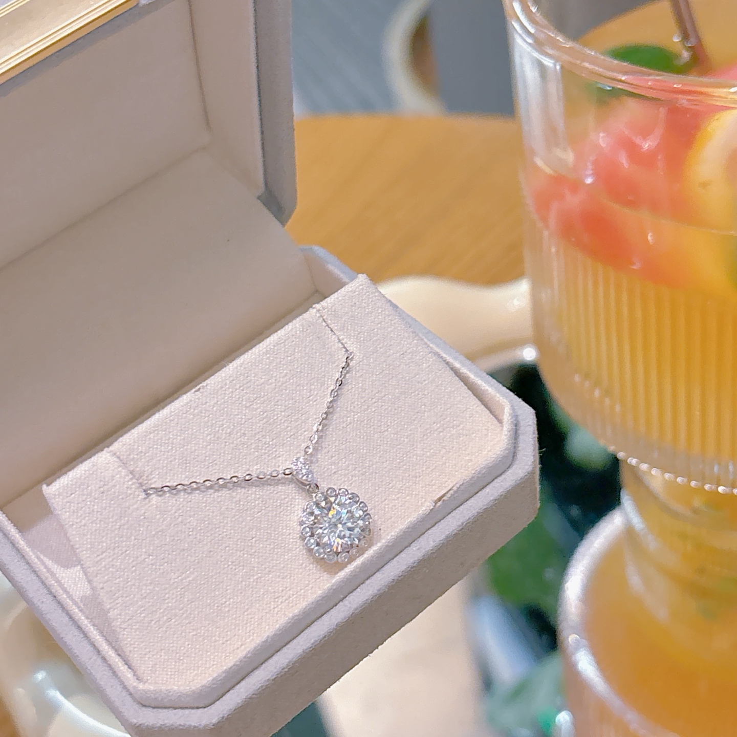 Hypoallergenic Silver Moissanite Necklace French Mother's Day Gold