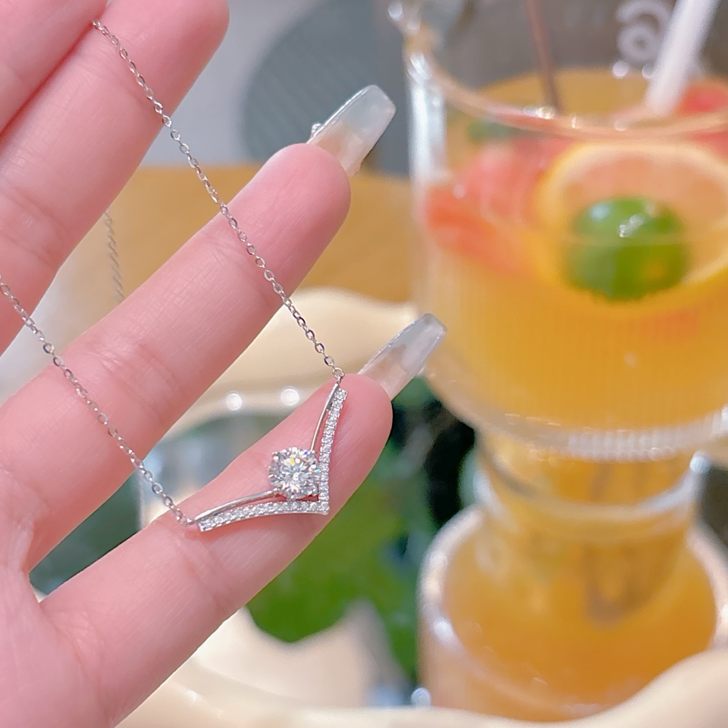 Nickel Free Silver Moissanite Necklace Intellectual Self-love Silver