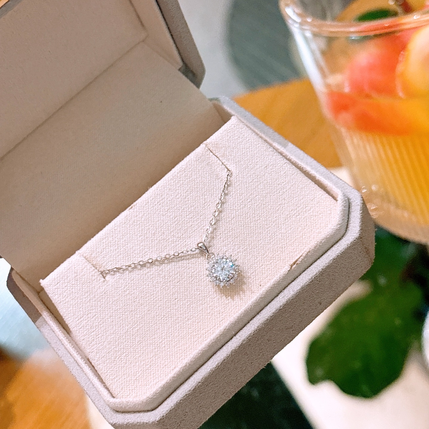 S925 Sterling Silver Moissanite Necklace French Wedding Gold