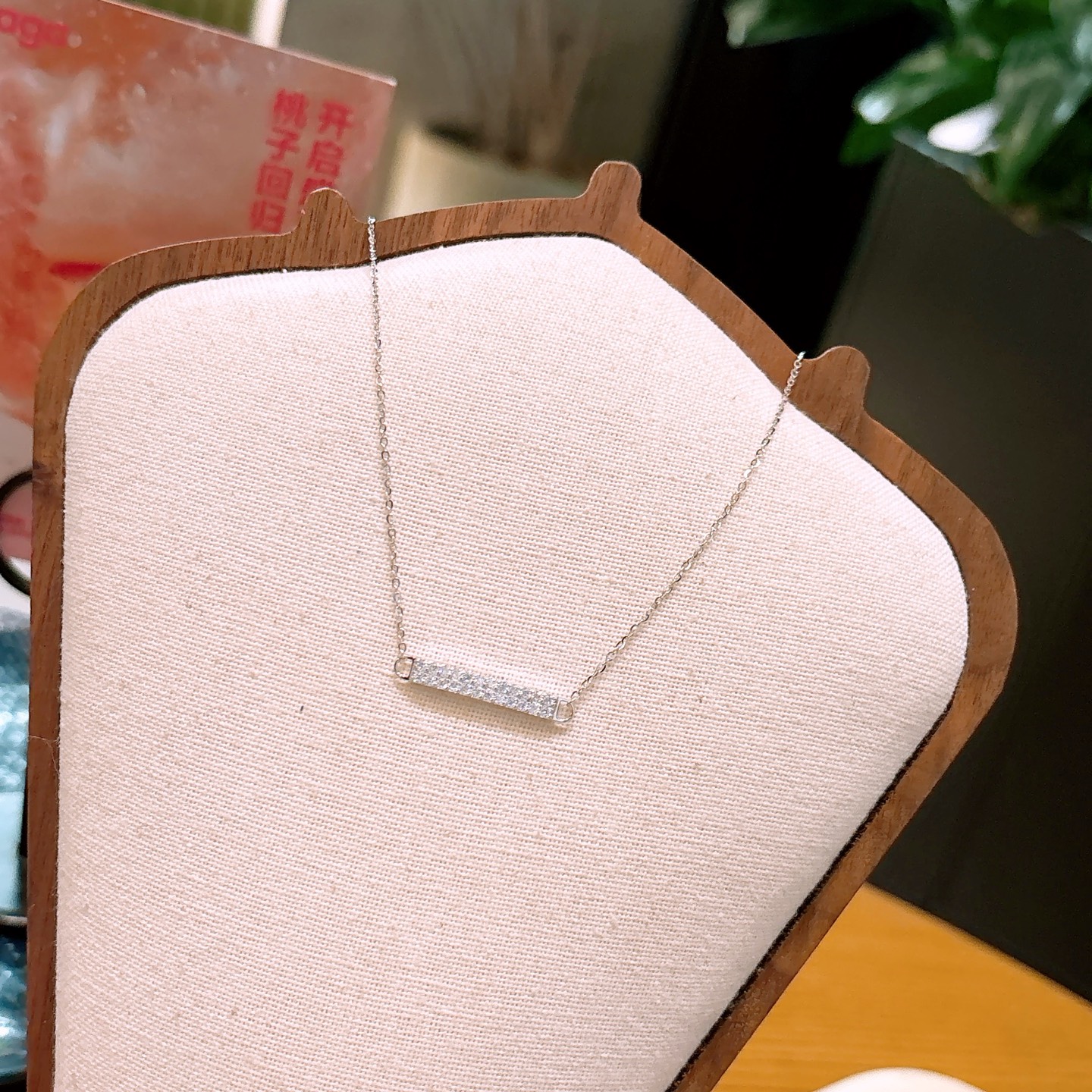 Hypoallergenic Silver Moissanite Necklace Playful Office Silver