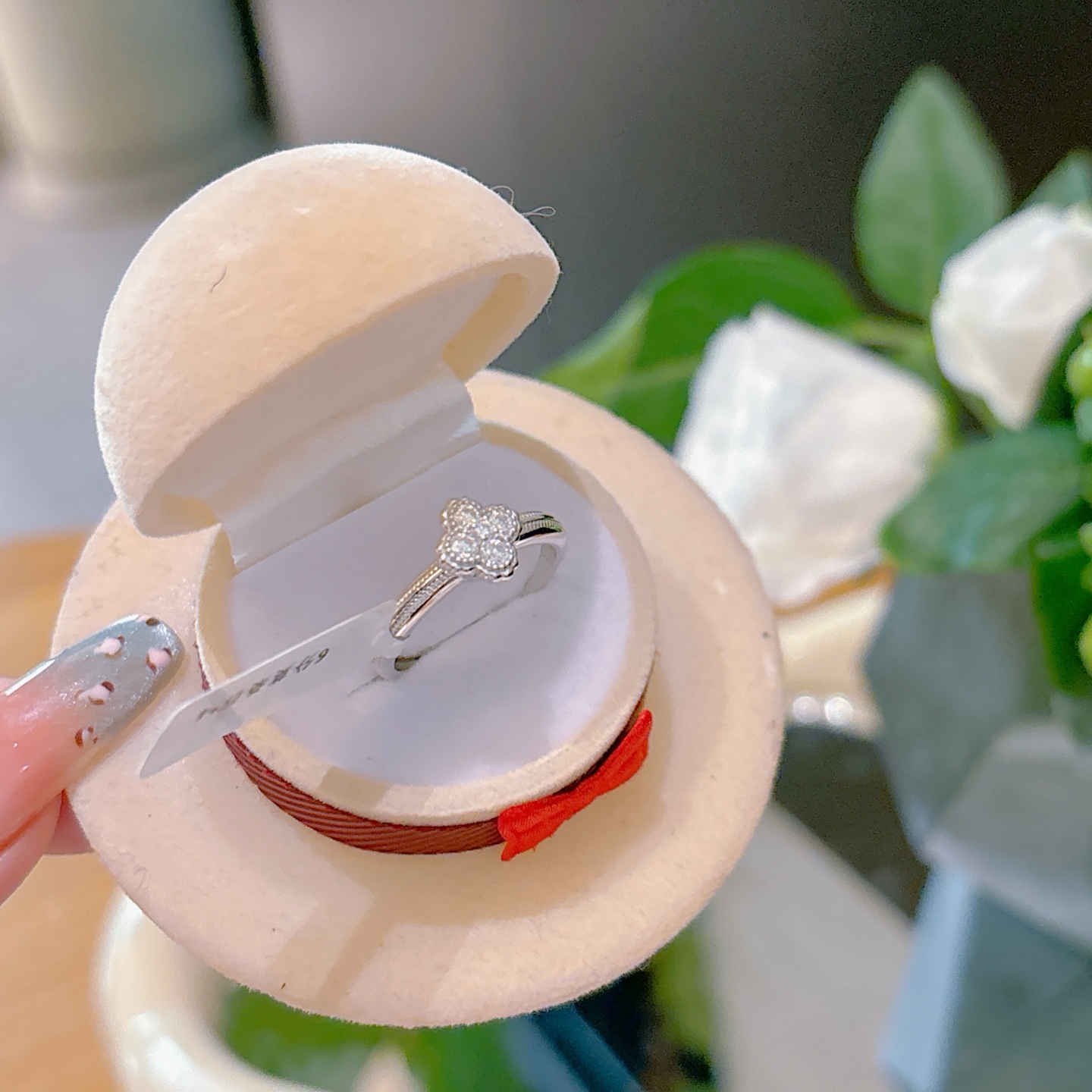 柔らか低アレルギー銀モアッサナイトリングシルバー 新年