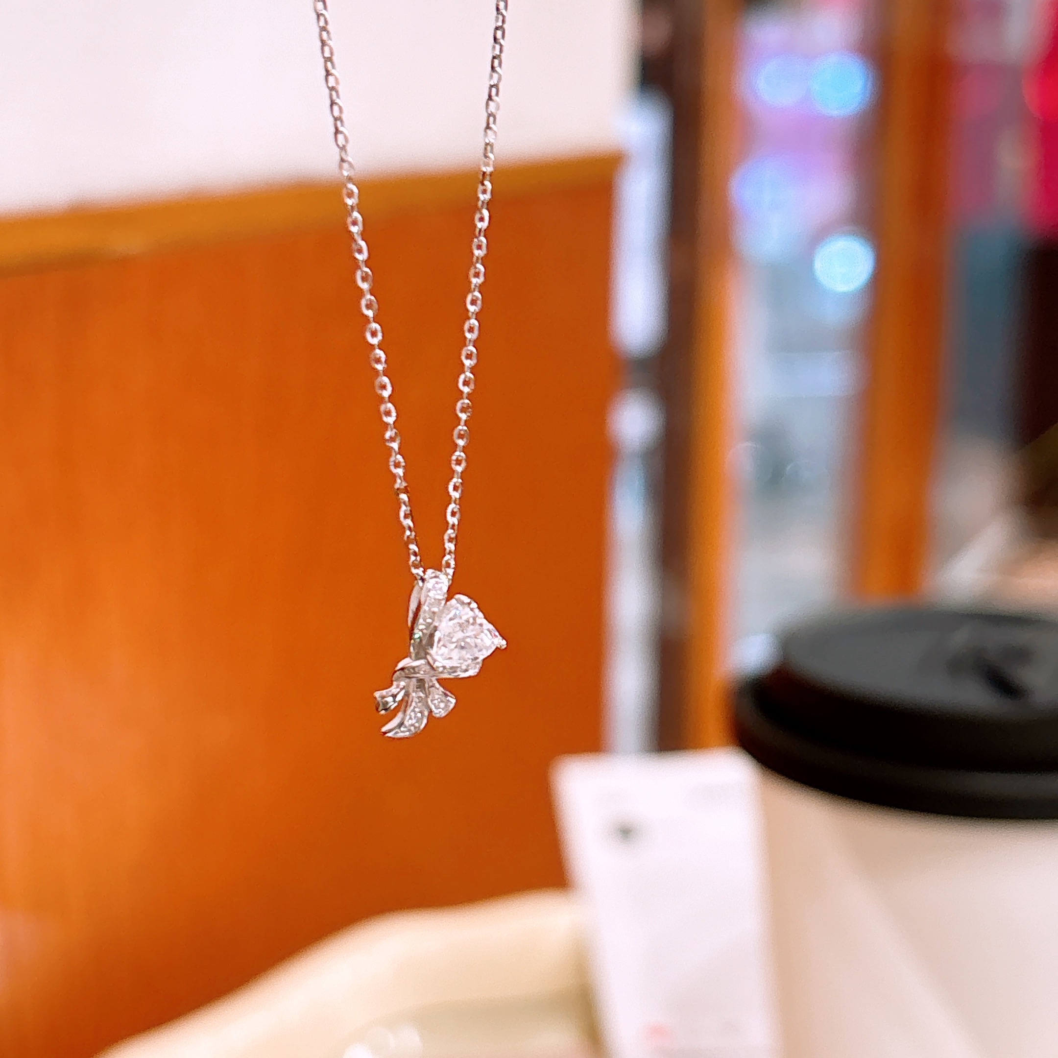 High Polish Silver Moissanite Necklace Soft Wedding Registration