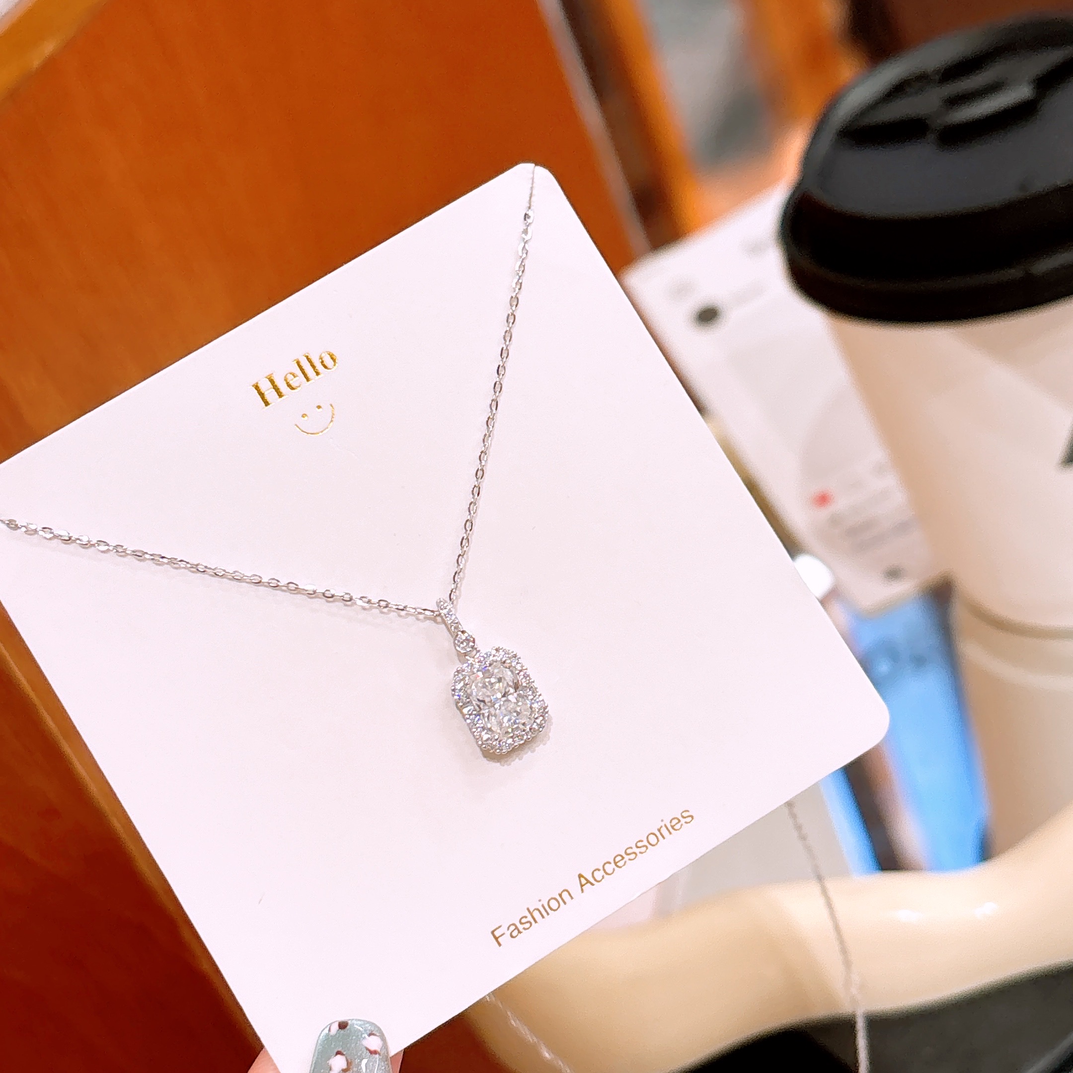 Low Allergy Silver Moissanite Necklace Korean Style Engagement Silver