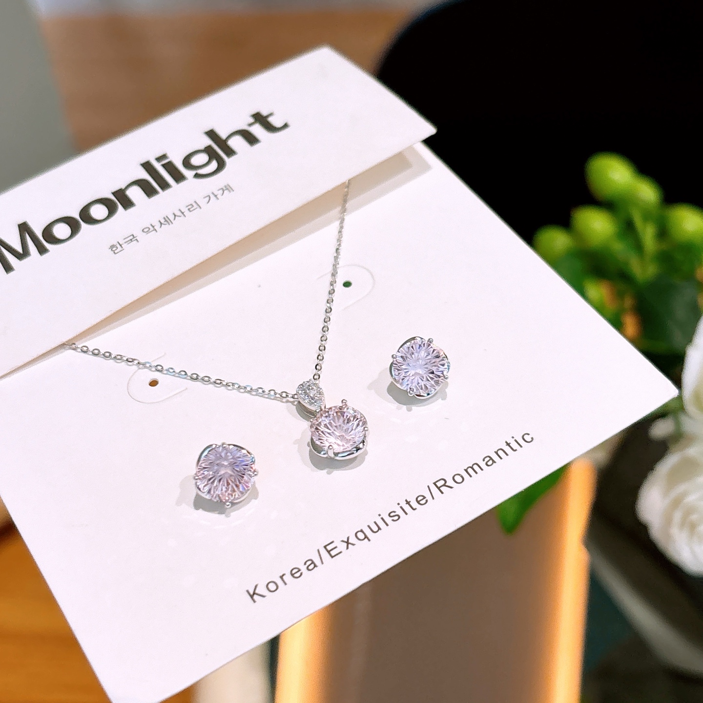 High Polish Silver Earrings & Necklace Set Dainty Teacher's Day Silver