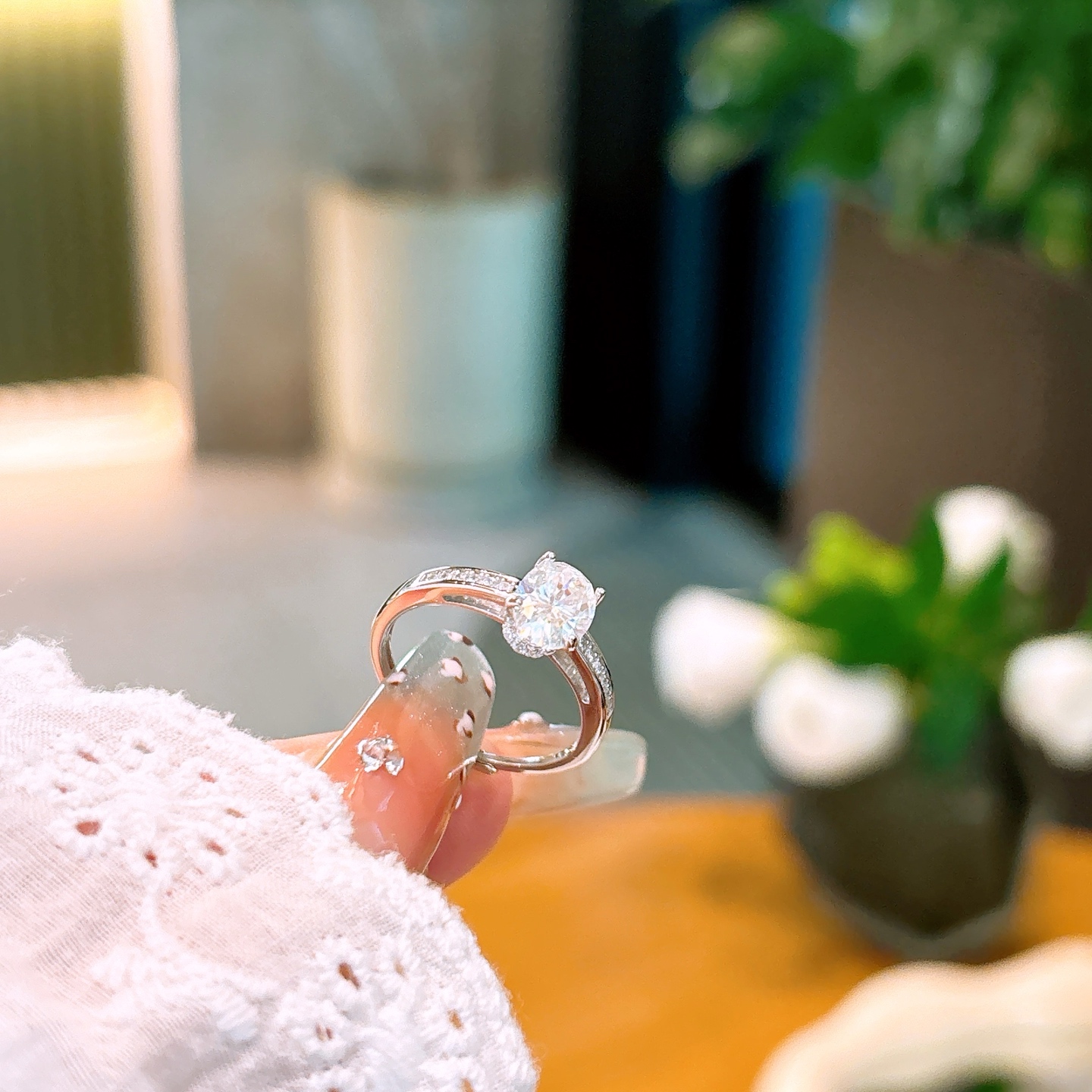 High Polish Silver Moissanite Ring Ins Style Workplace Silver