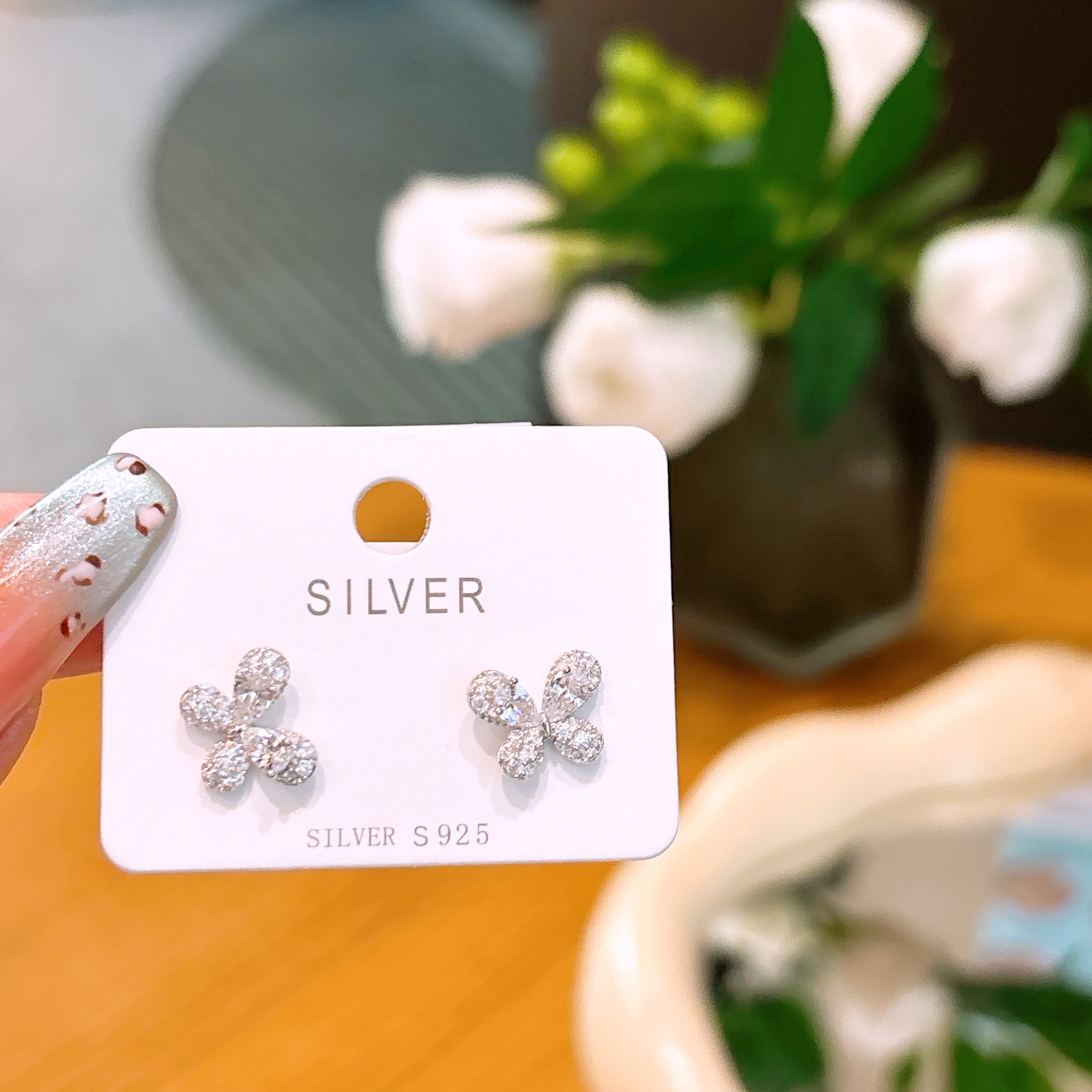 High Polish Silver Earrings Ins Style Valentine's Day Silver