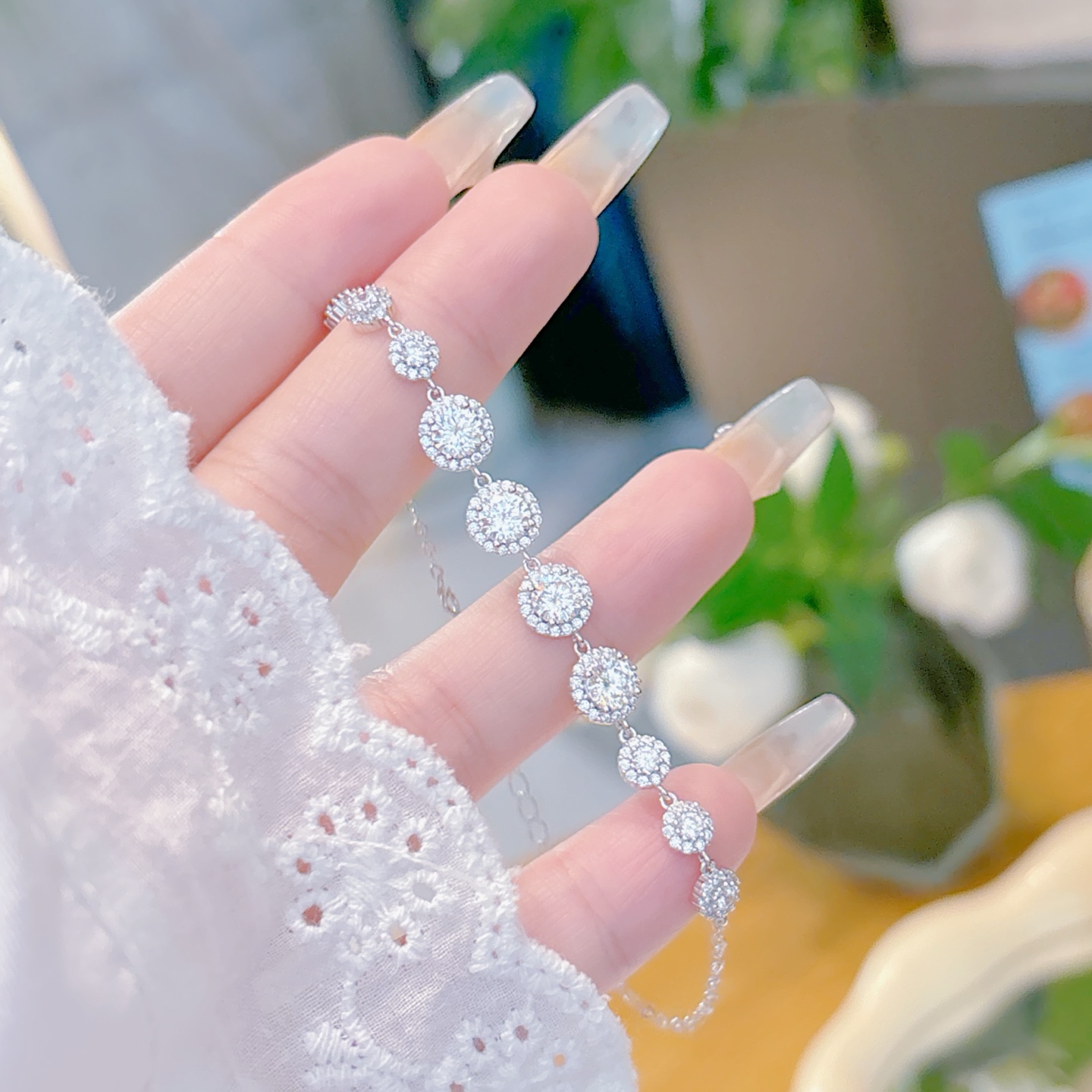 Solid Silver Moissanite Bracelet Intellectual New Year Gold