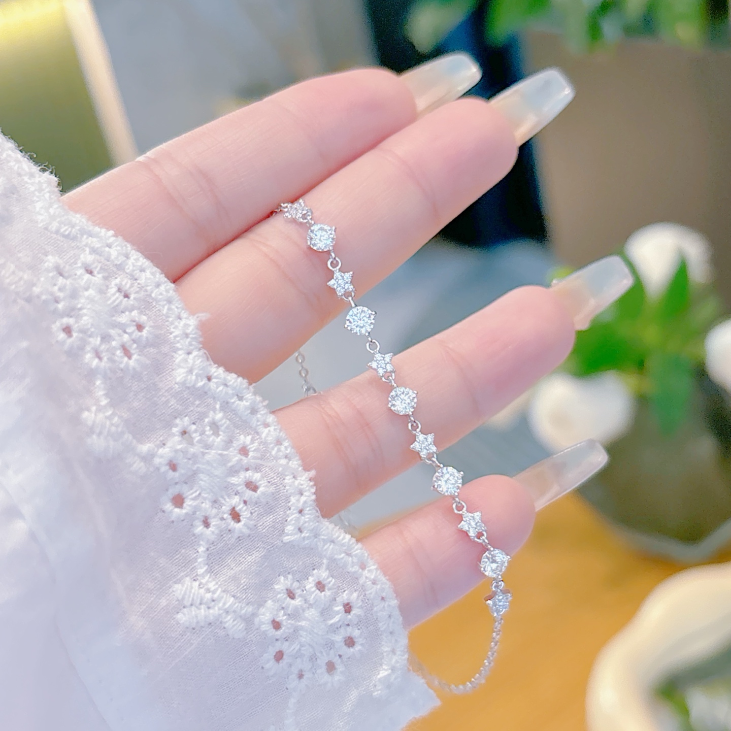 Low Allergy Silver Moissanite Bracelet Romantic Teacher's Day Gold