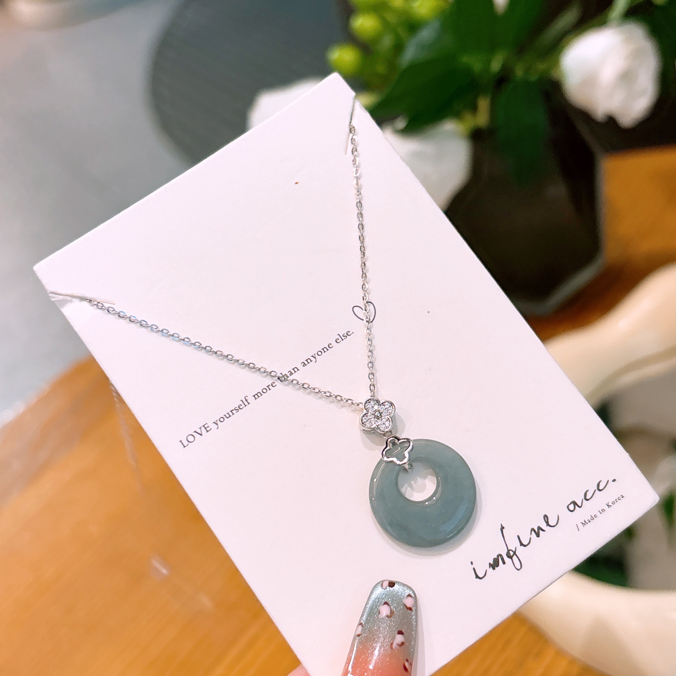 925 Silver Jadeite Necklace Premium Gift for Her Silver