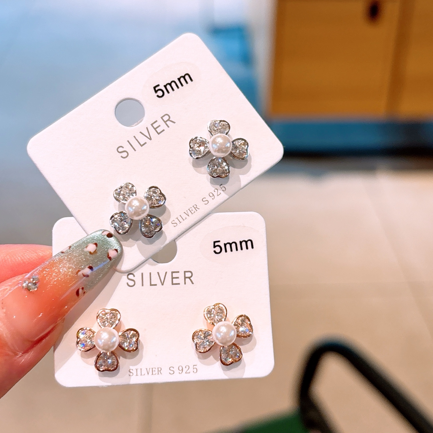 S925 Sterling Silver Earrings Forest Anniversary Gold