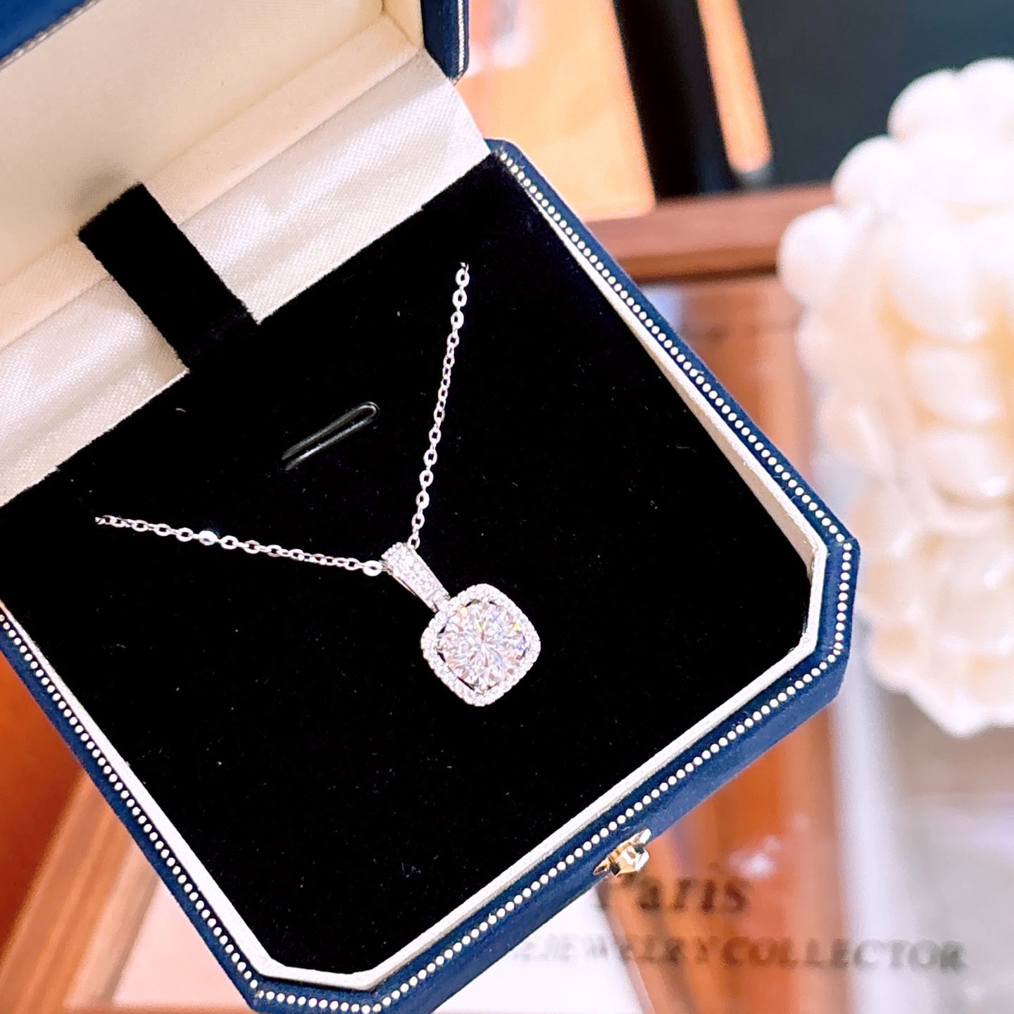 Nickel Free Silver Moissanite Necklace Delicate Christmas Silver
