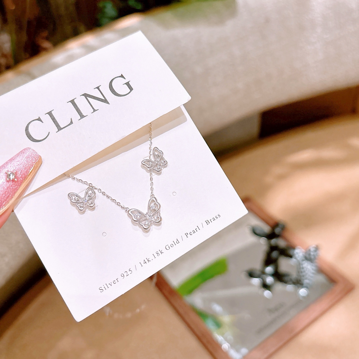 925 Silver Earrings & Necklace Set Light Luxury Birthday Gold