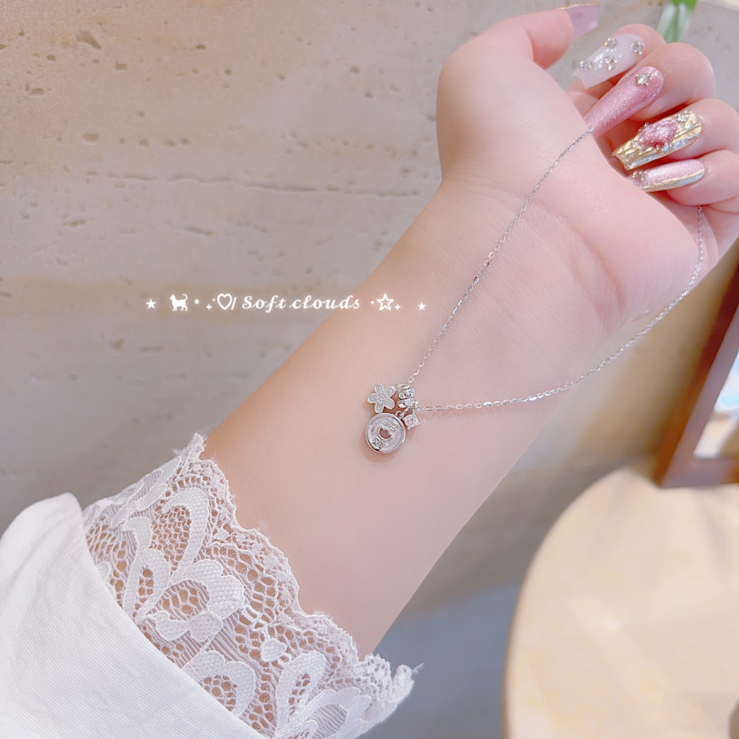 S925 Sterling Silver Necklace Gentle Graduation Silver