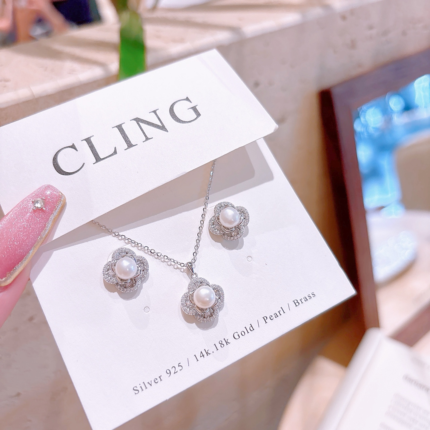 Solid Silver Earrings & Necklace Set Romantic Self-love Gold