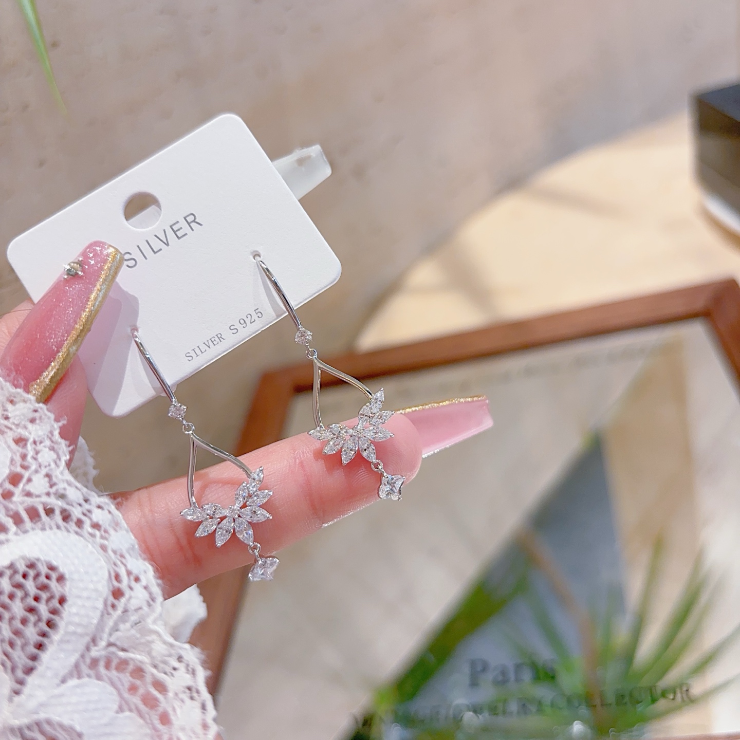 レトロファインシルバードロップ＆スレッドイヤリングシルバー 職場