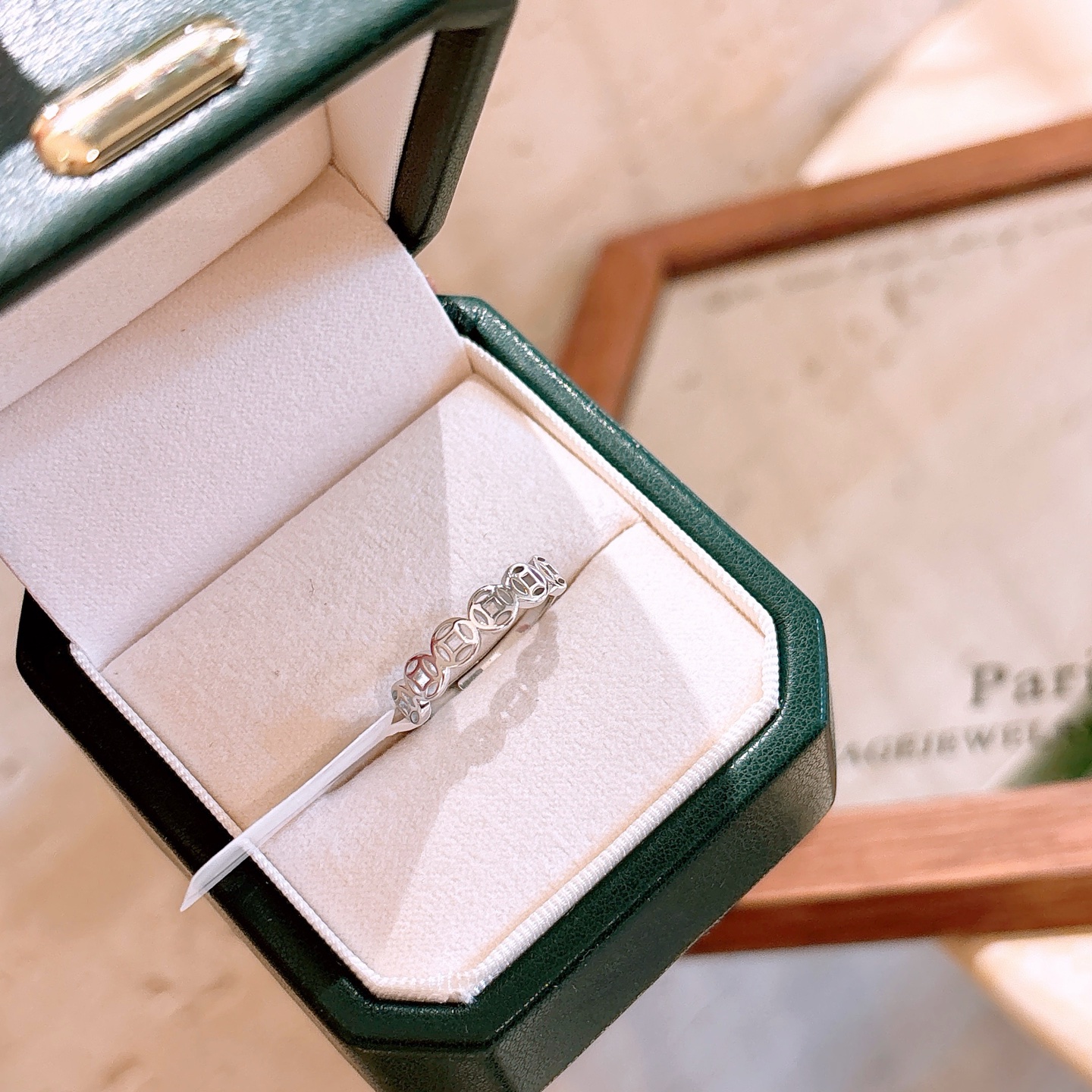 韓国風純銀リングゴールド ウェディングギフト