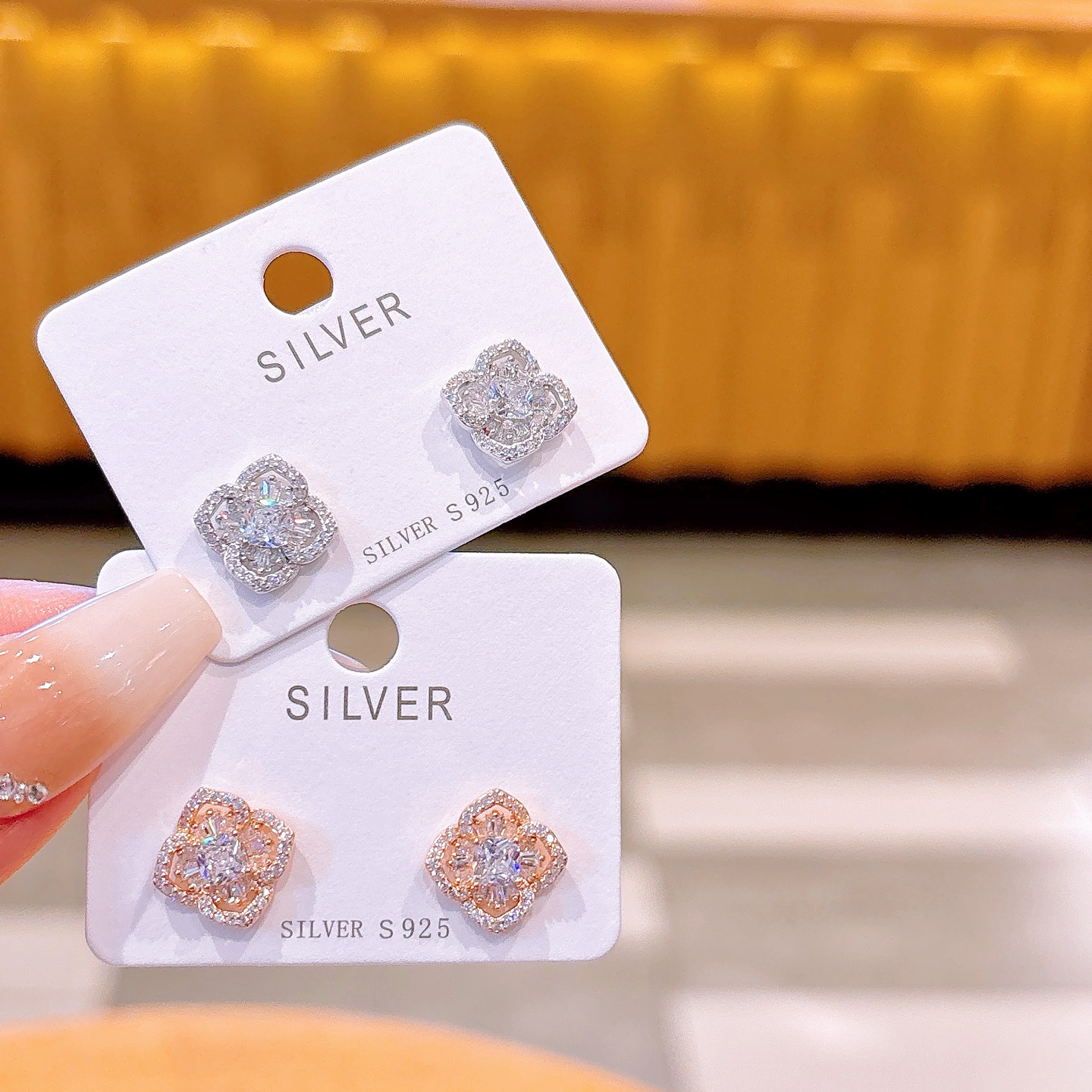 Hypoallergenes Silber Ohrringe Zart Büro Gold