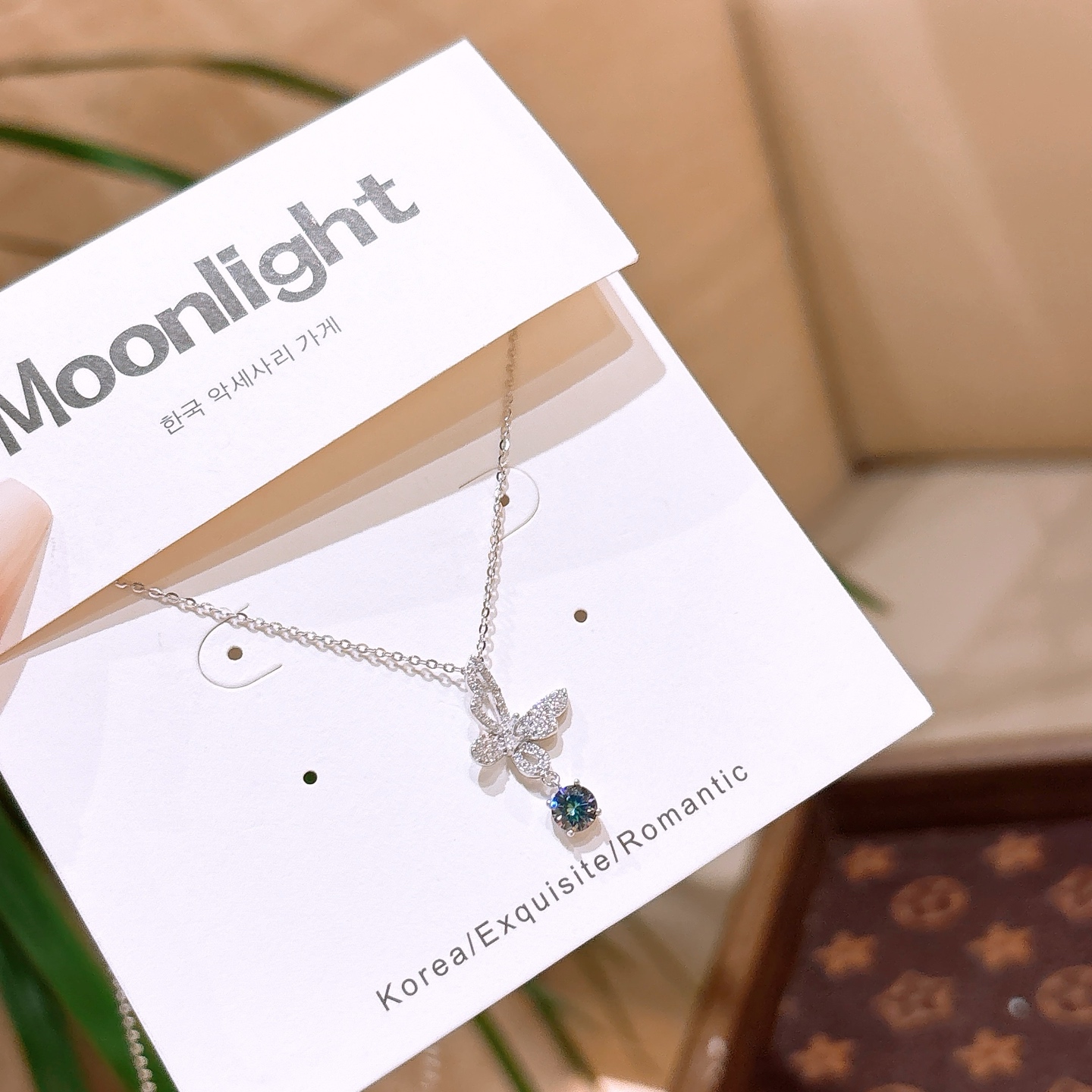 Massivsilber Moissanit Kette Leichter Luxus Muttertag Silber