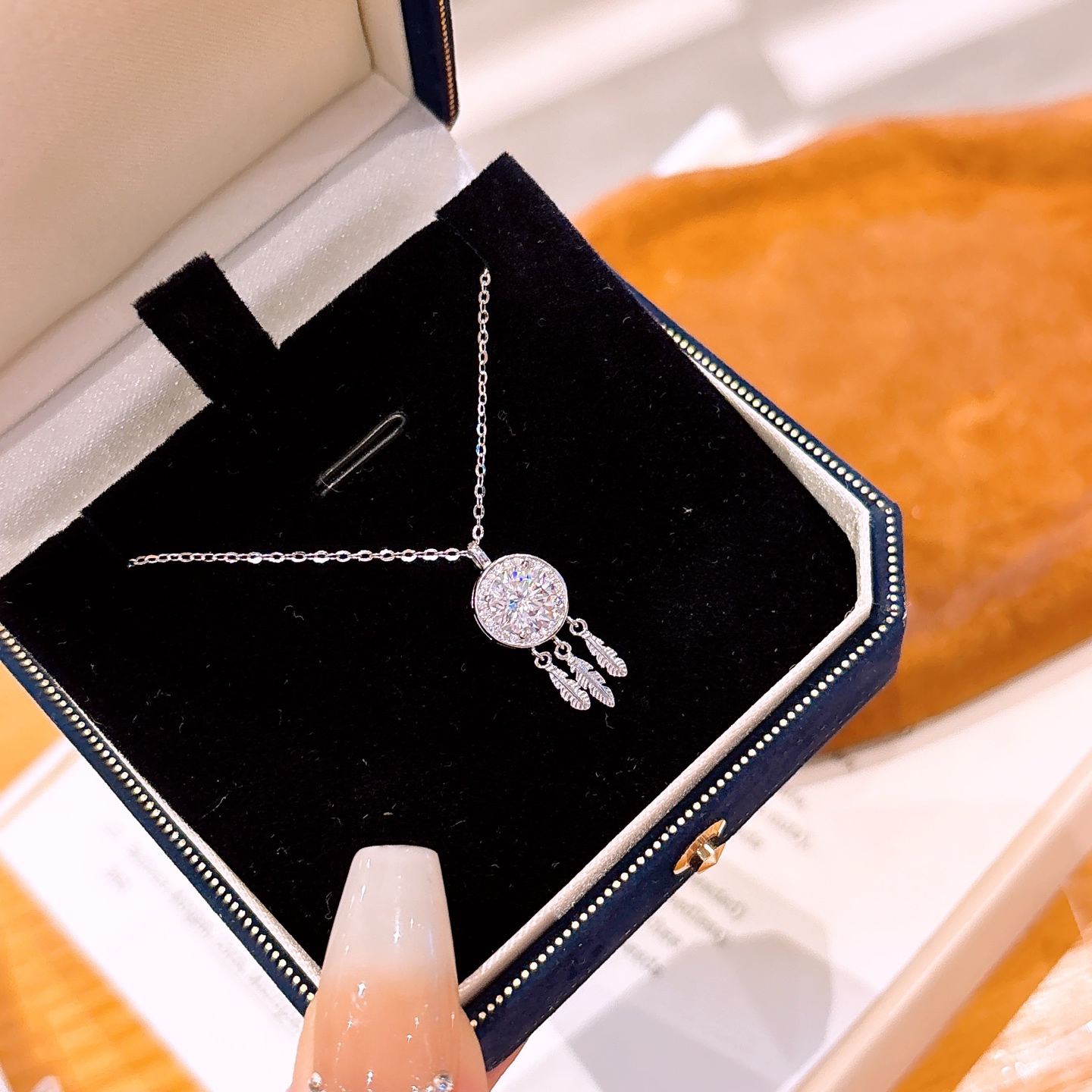 Hypoallergenic Silver Moissanite Necklace Ultra Minimal Self-love Gold