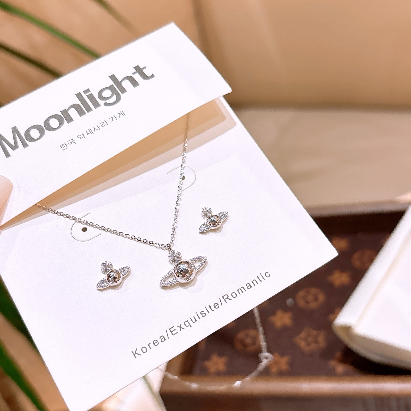 S925 Sterling Silver Earrings & Necklace Set Artistic Graduation