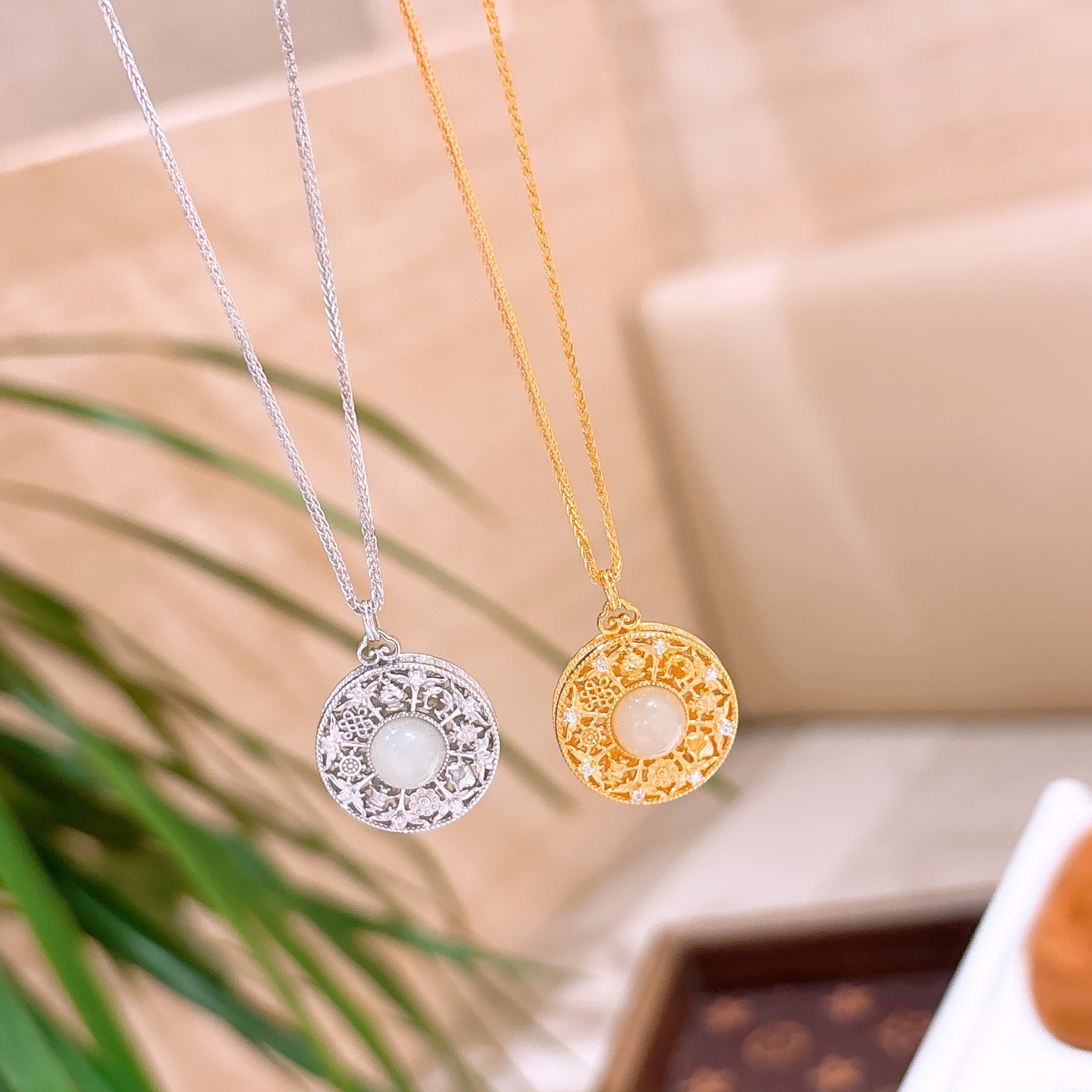 Hypoallergenic Silver Hetian Jade Necklace Vintage Spring Festival